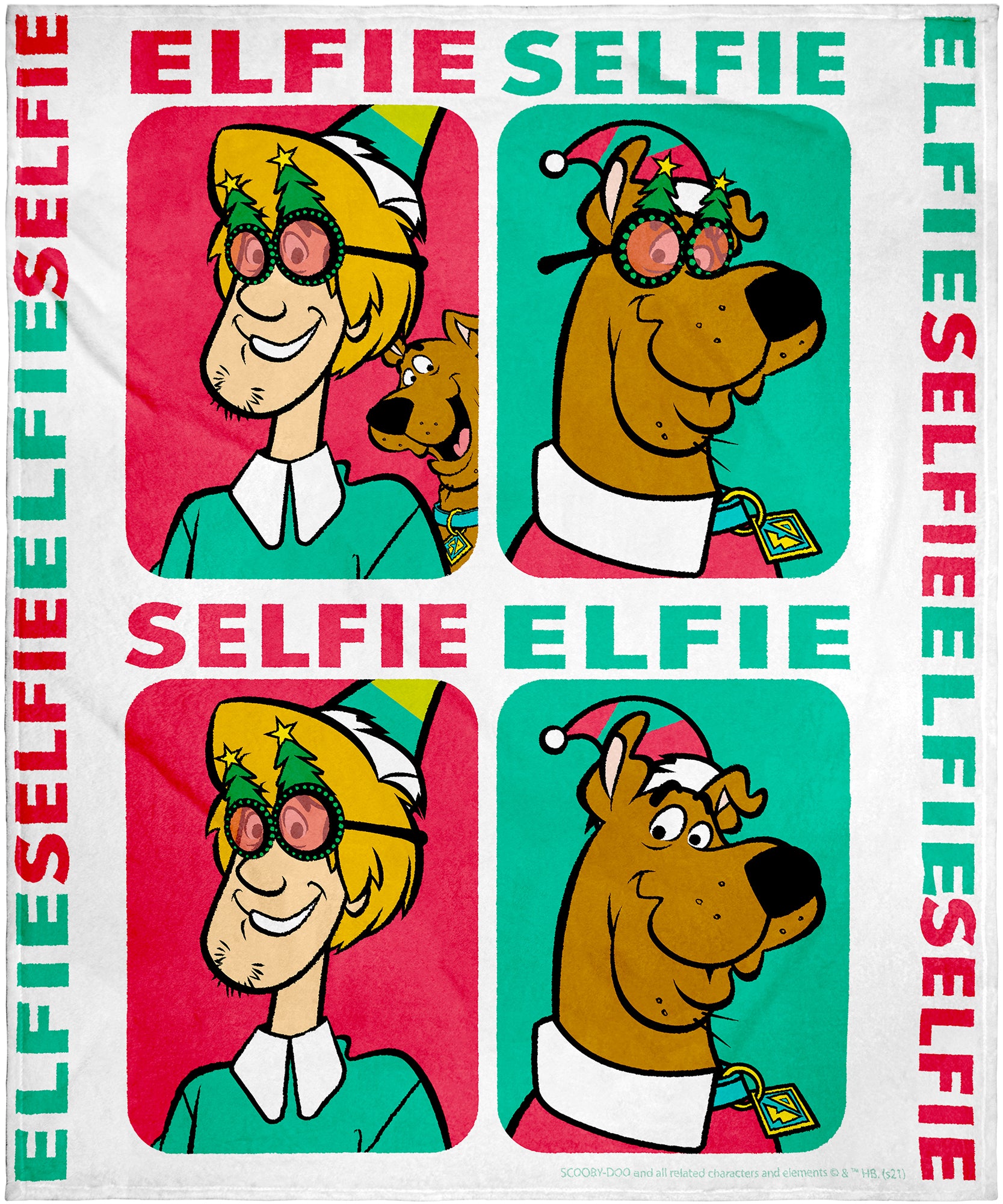 Scooby Doo Elfie Selfie Scooby and Shaggy Christmas Silk Touch Throw Blanket
