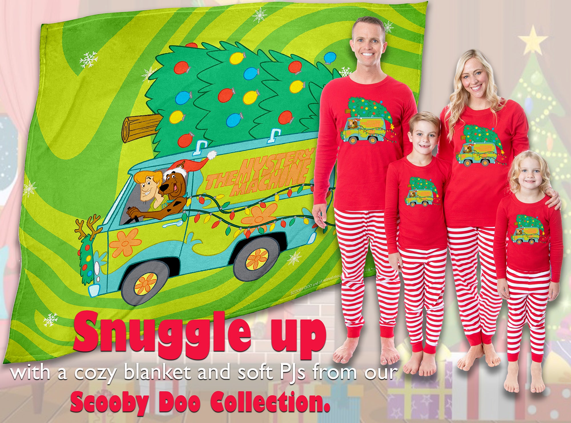 Scooby Doo The Mystery Machine Haulin' Christmas Tree Silk Touch Throw Blanket
