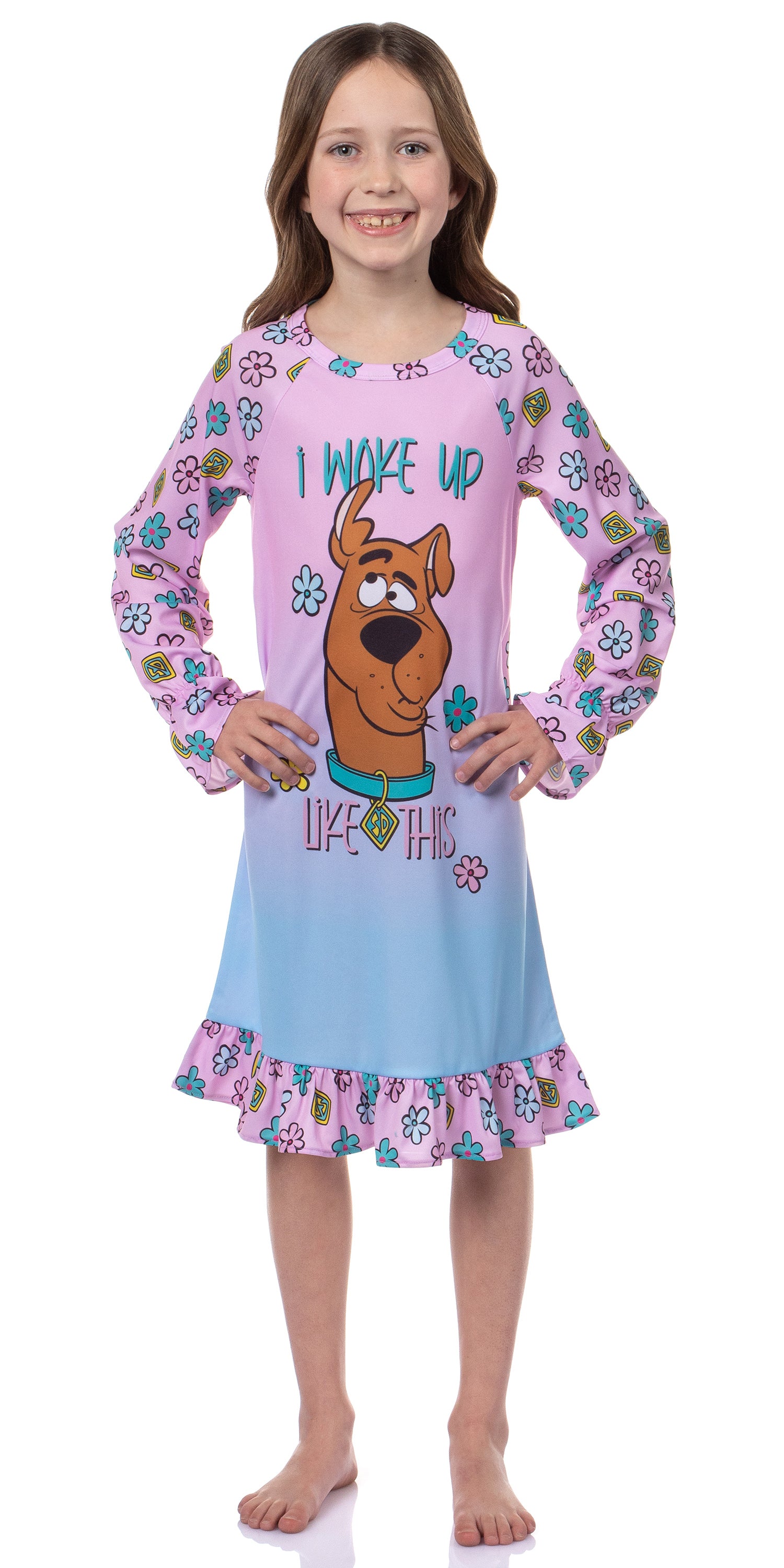 Scooby-Doo Girls' I Woke Up Like This Flower Sleep Pajama Dress Nightgown