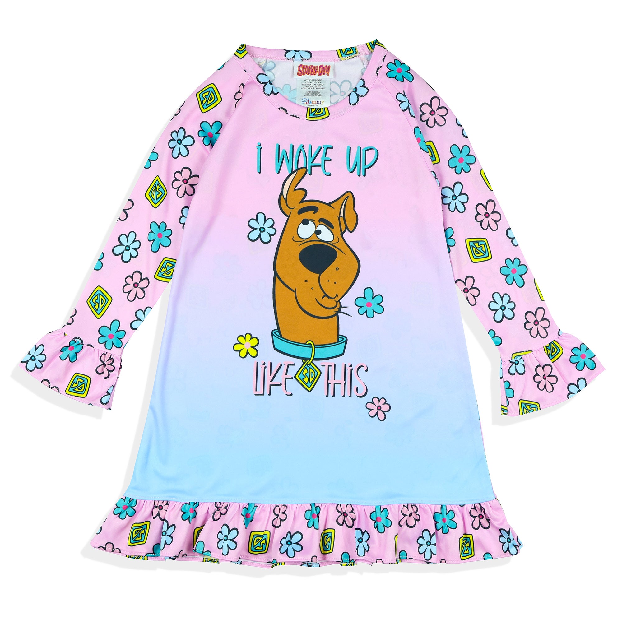 Scooby Doo Toddler Girl I Woke Up Like This Raglan Ruffle Gown Nightgown