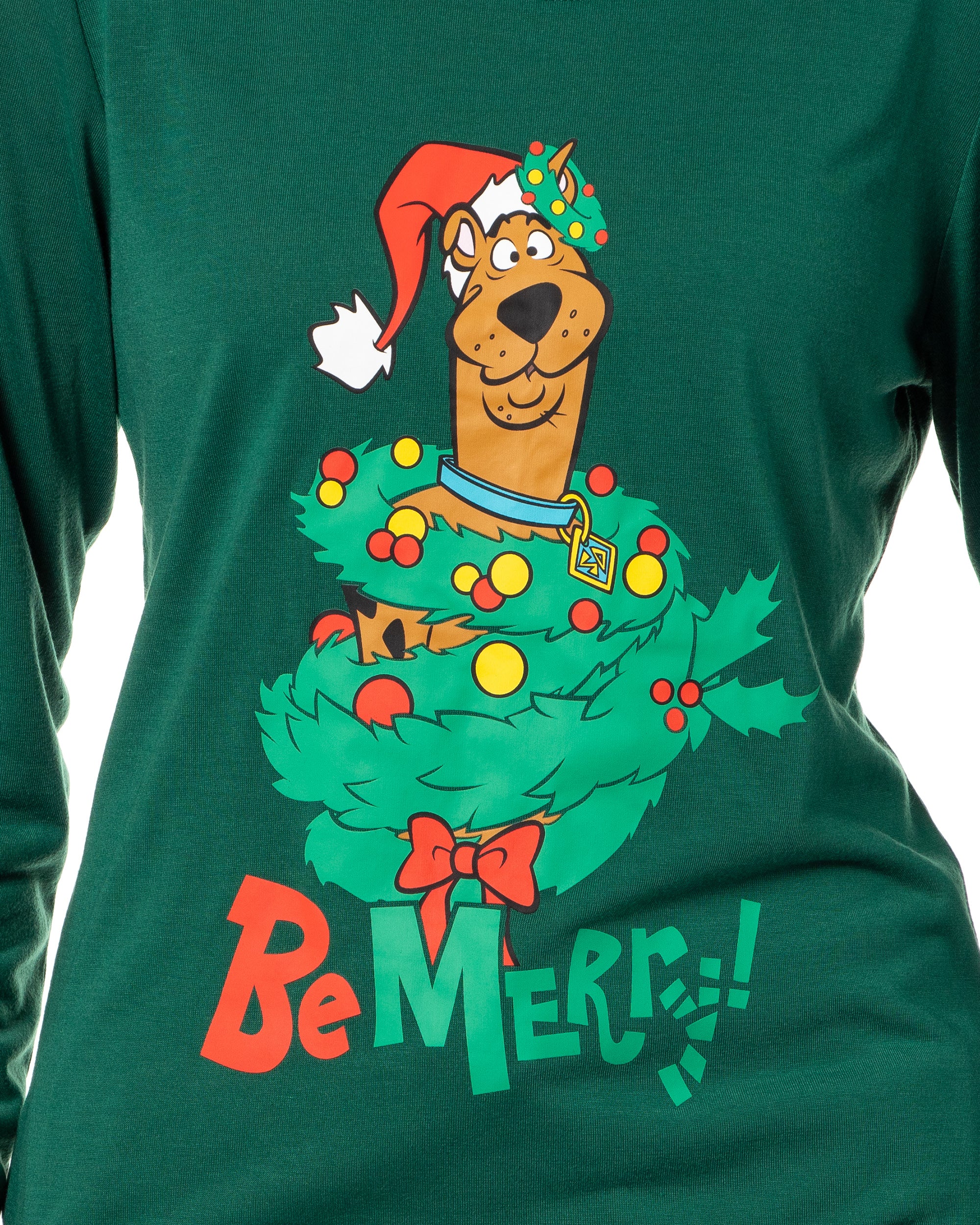 Scooby-Doo Women's Christmas Character Tree Reindeer Button Sleep Pajama Set(L)