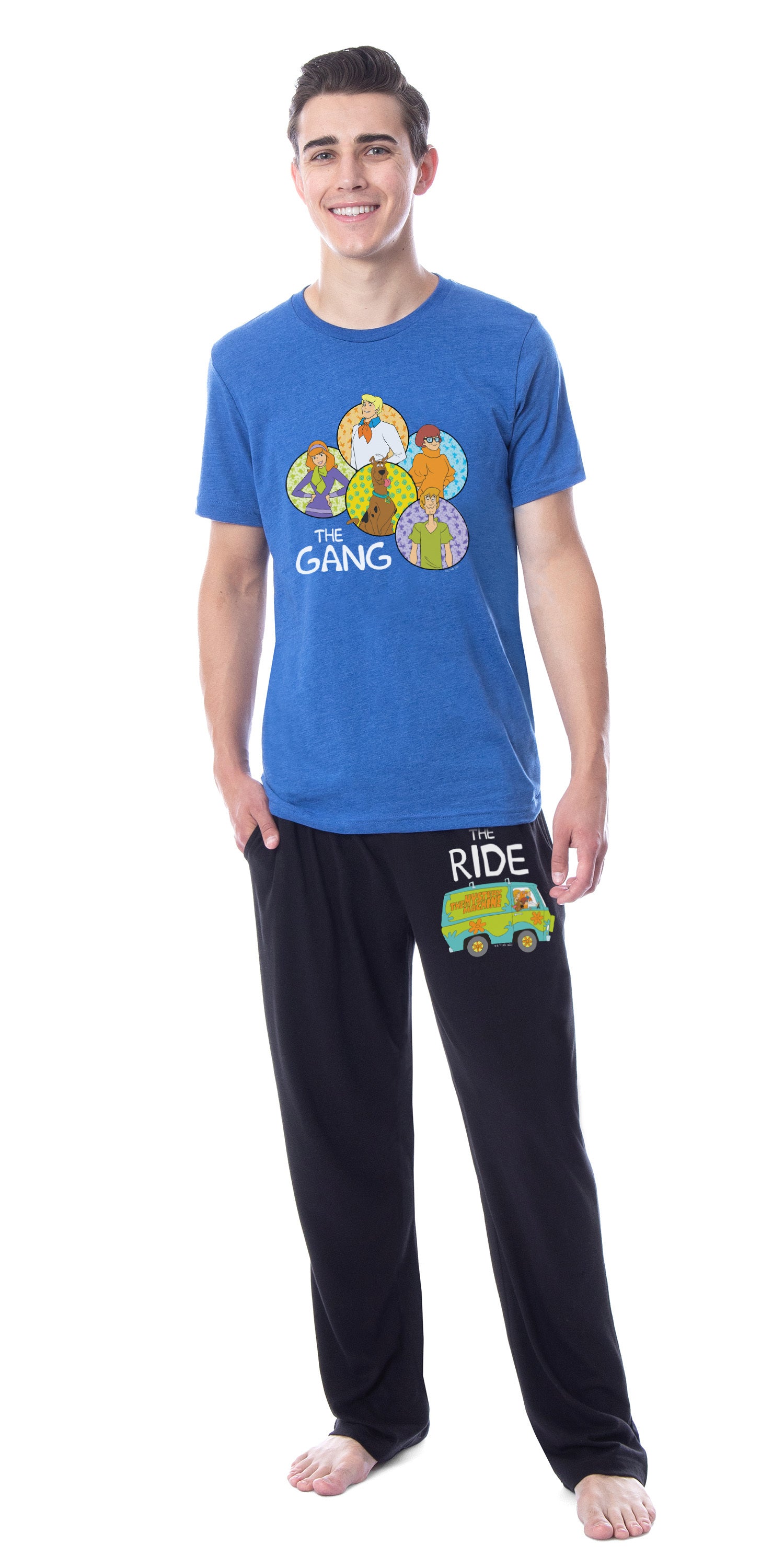 Scooby-Doo Mens' The Gang Ride Mystery Machine Pajama Set Shirt Pants