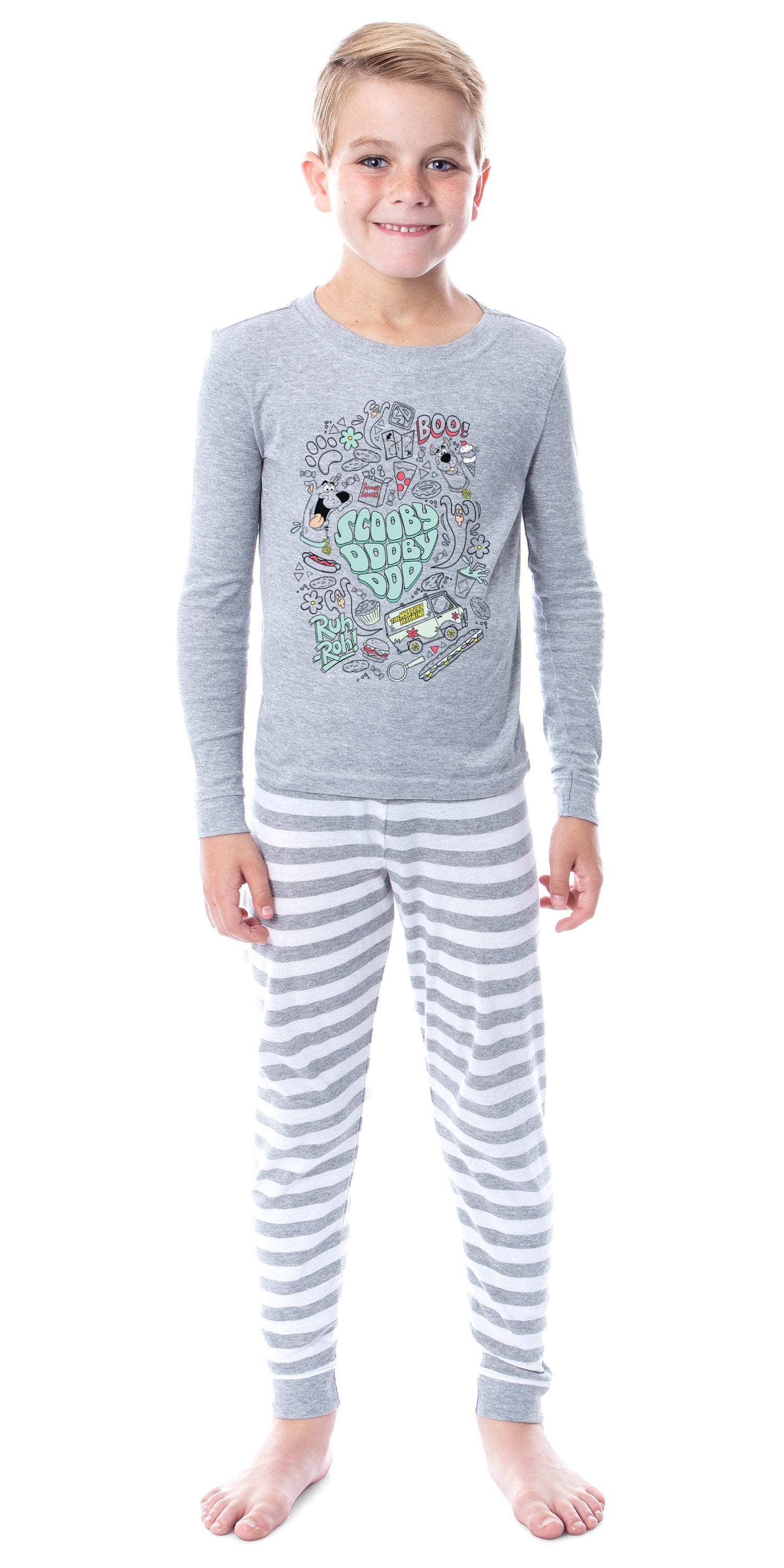 Scooby Doo Boys Scooby Dooby Doo Mystery Machine Snug Fit Cotton Kids Long Sleeve Shirt And Pants Pajama Set