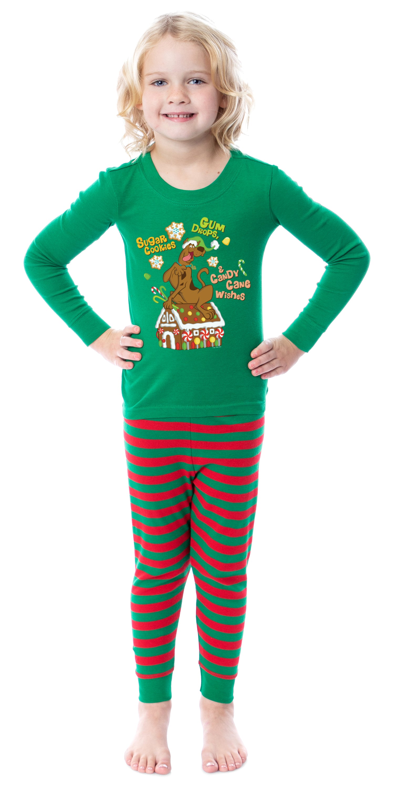 Scooby-Doo Christmas Gingerbread House Winter Candy Tight Fit Cotton Matching Family Pajama Set