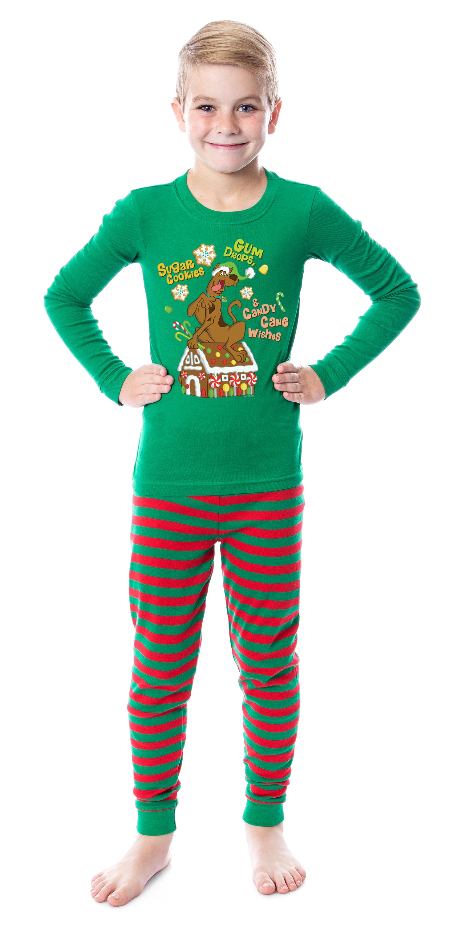 Scooby-Doo Christmas Gingerbread House Winter Candy Tight Fit Cotton Matching Family Pajama Set