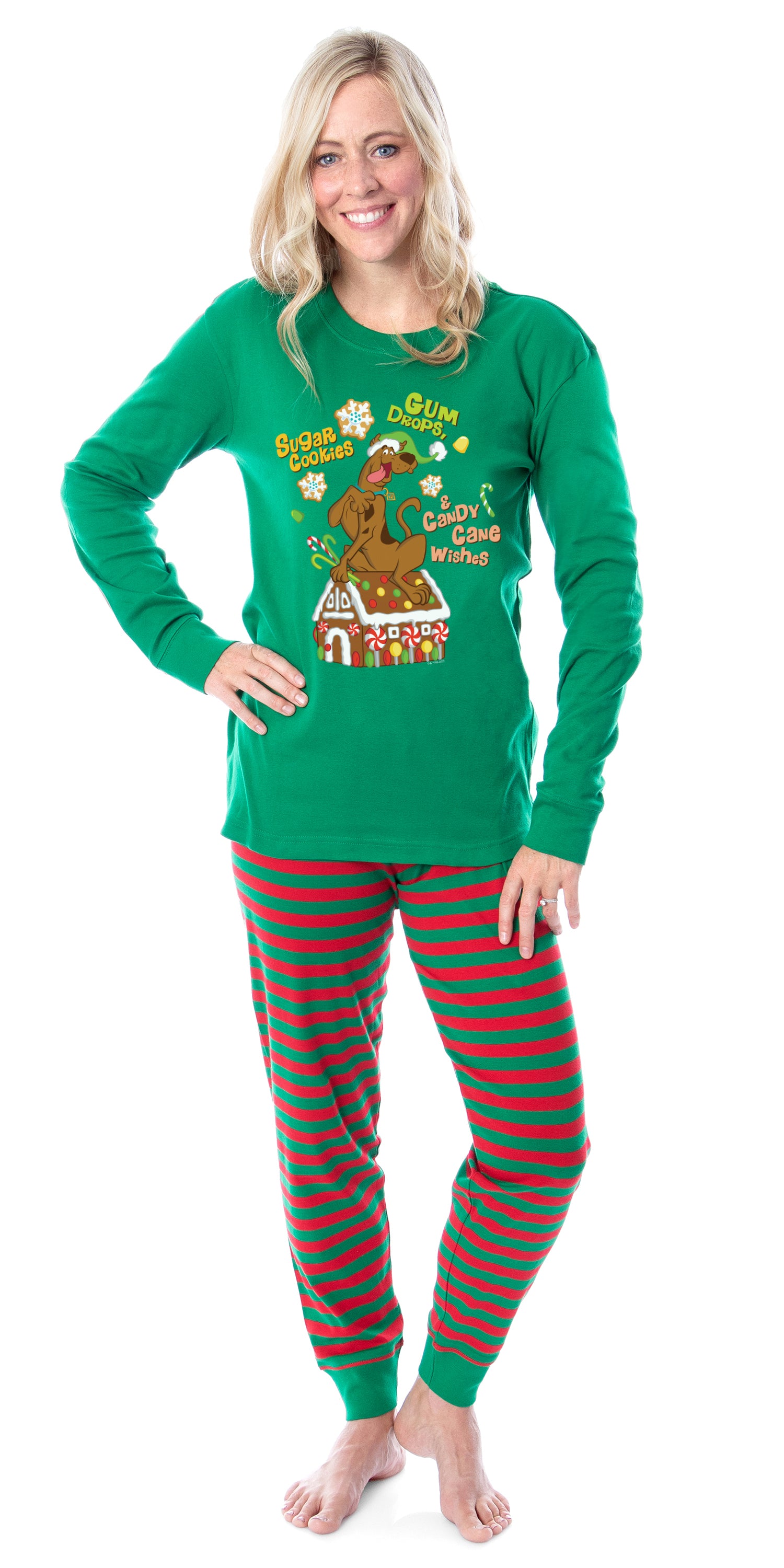 Scooby-Doo Christmas Gingerbread House Winter Candy Tight Fit Cotton Matching Family Pajama Set