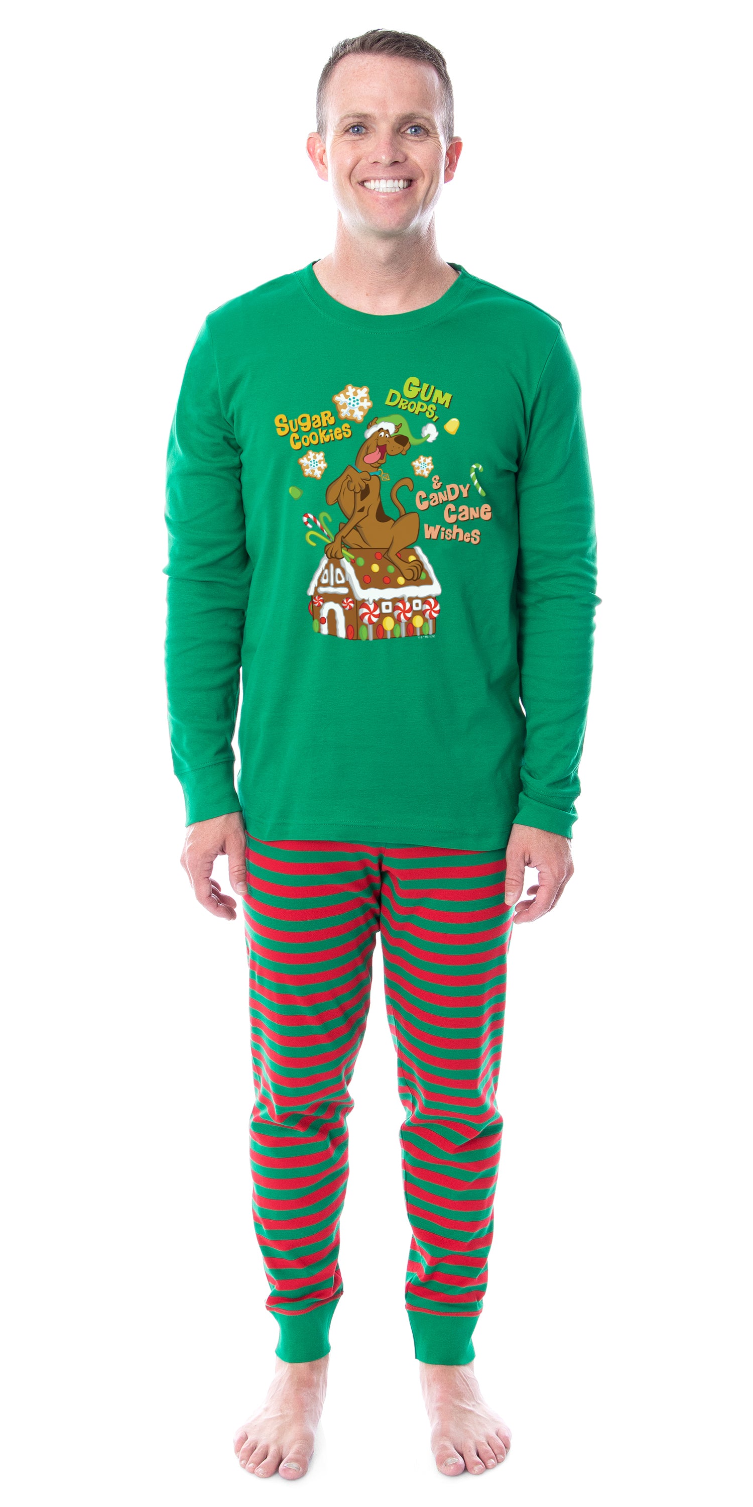 Scooby-Doo Christmas Gingerbread House Winter Candy Tight Fit Cotton Matching Family Pajama Set