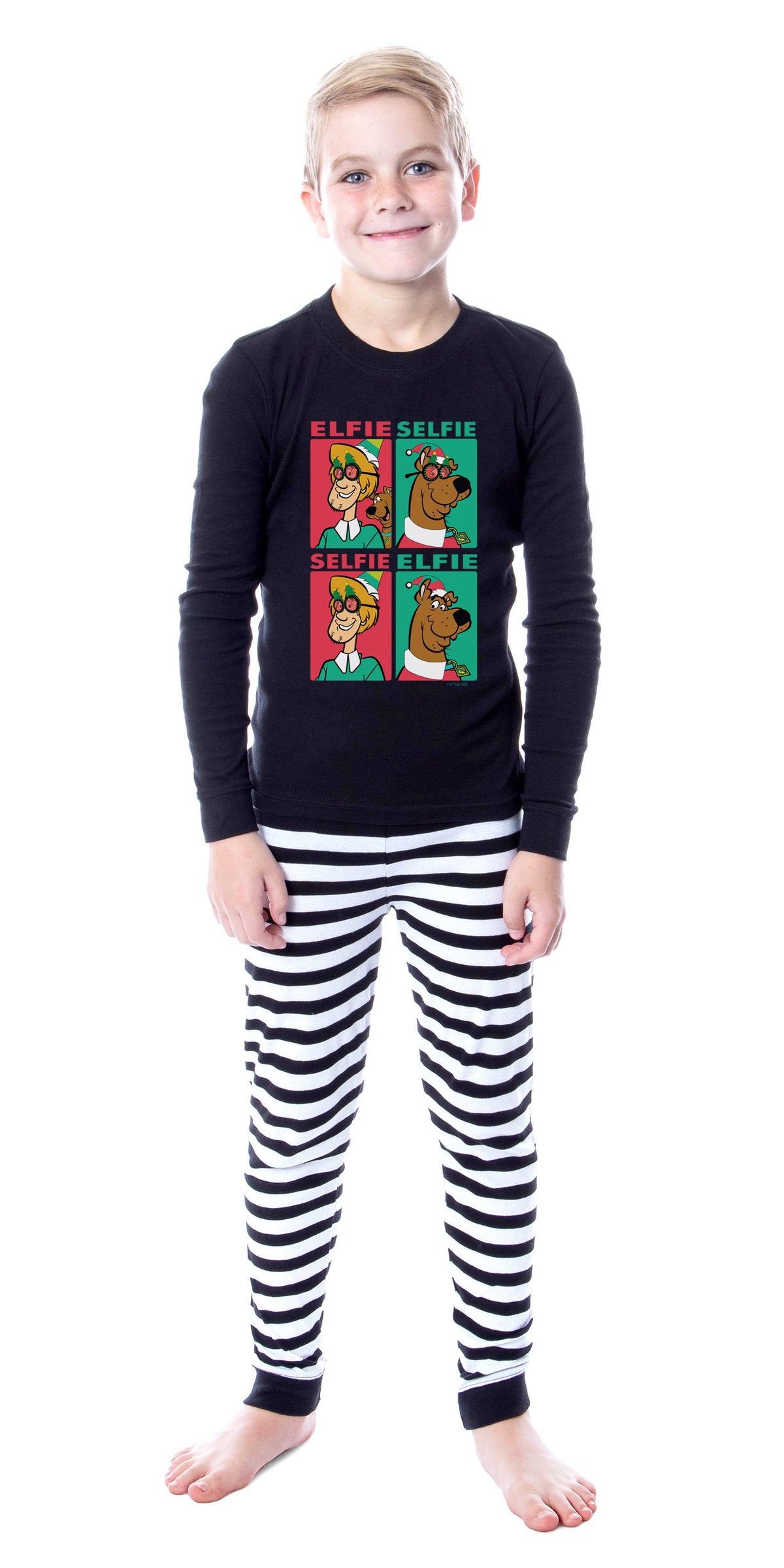 Scooby-Doo Shaggy Elfie Selfie Christmas Tight Fit Family Pajama Set