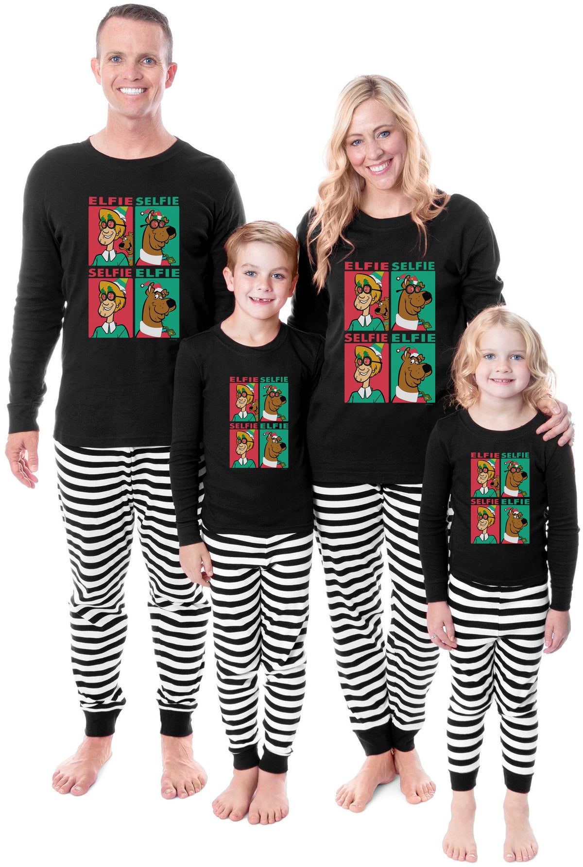 Scooby-Doo Shaggy Elfie Selfie Christmas Tight Fit Family Pajama Set