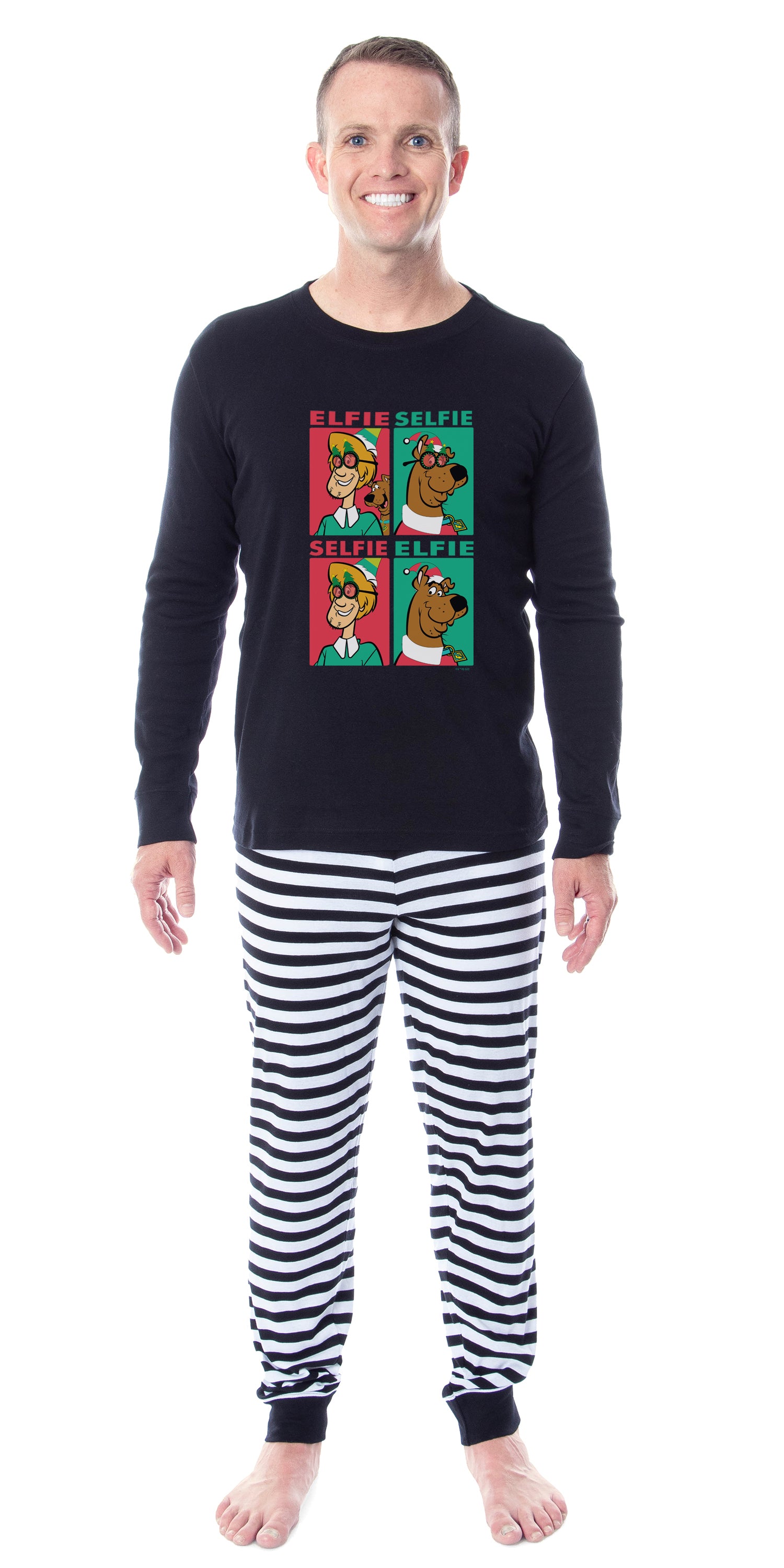 Scooby-Doo Shaggy Elfie Selfie Christmas Tight Fit Family Pajama Set