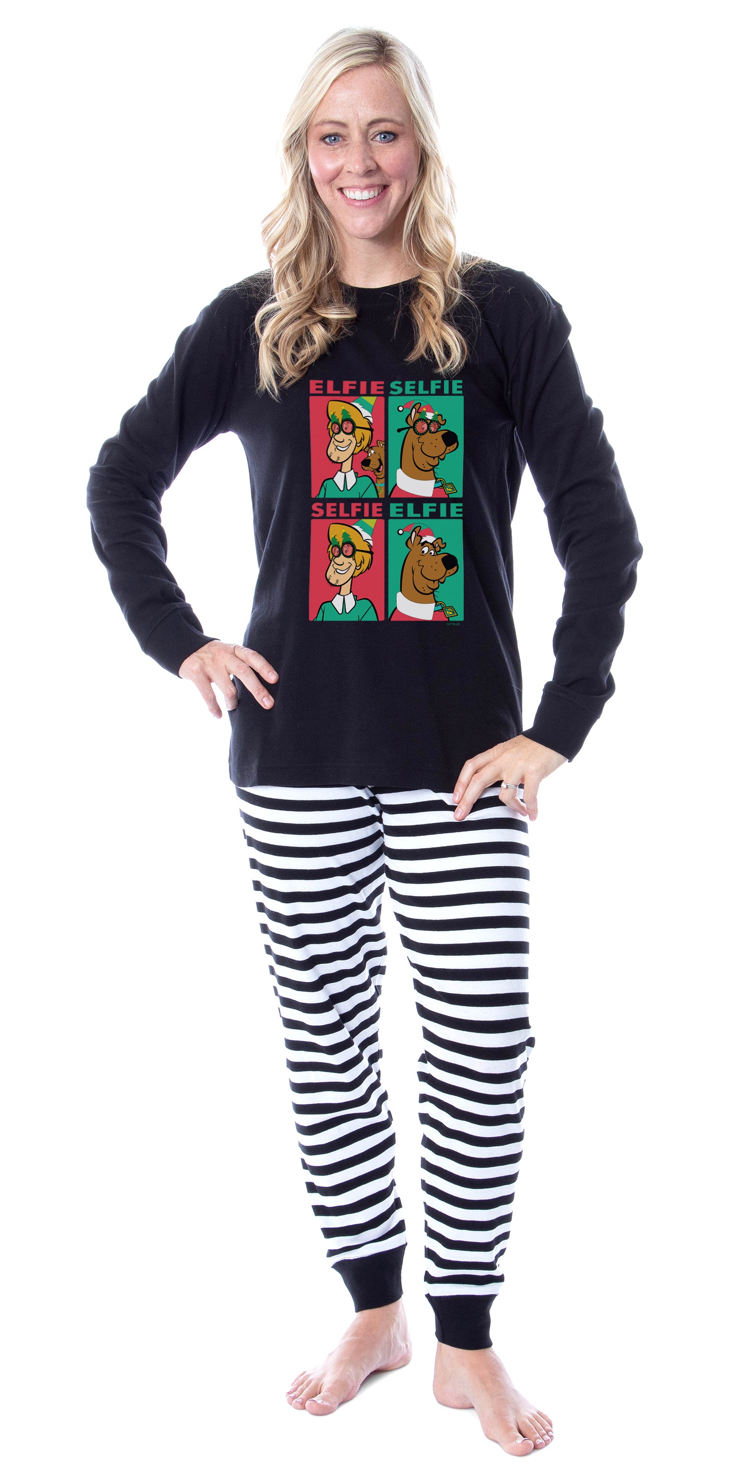 Scooby-Doo Shaggy Elfie Selfie Christmas Tight Fit Family Pajama Set