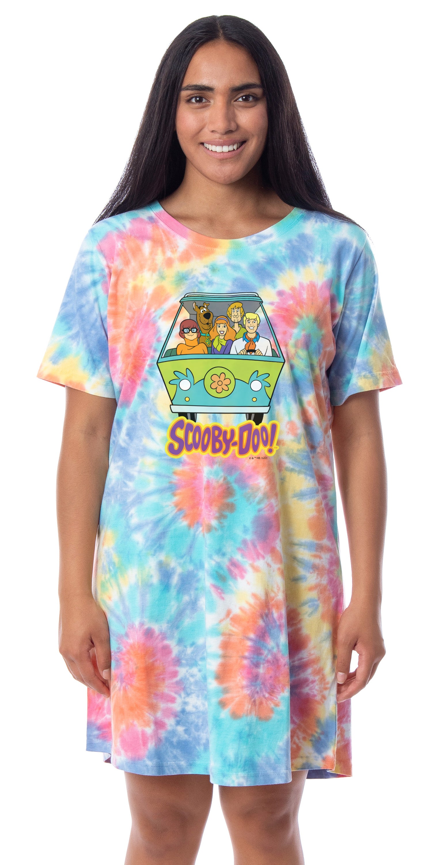 Scooby-Doo Womens' The Gang Mystery Machine Shaggy Velma Daphne Fred Scooby Nightgown Sleep Pajama Shirt