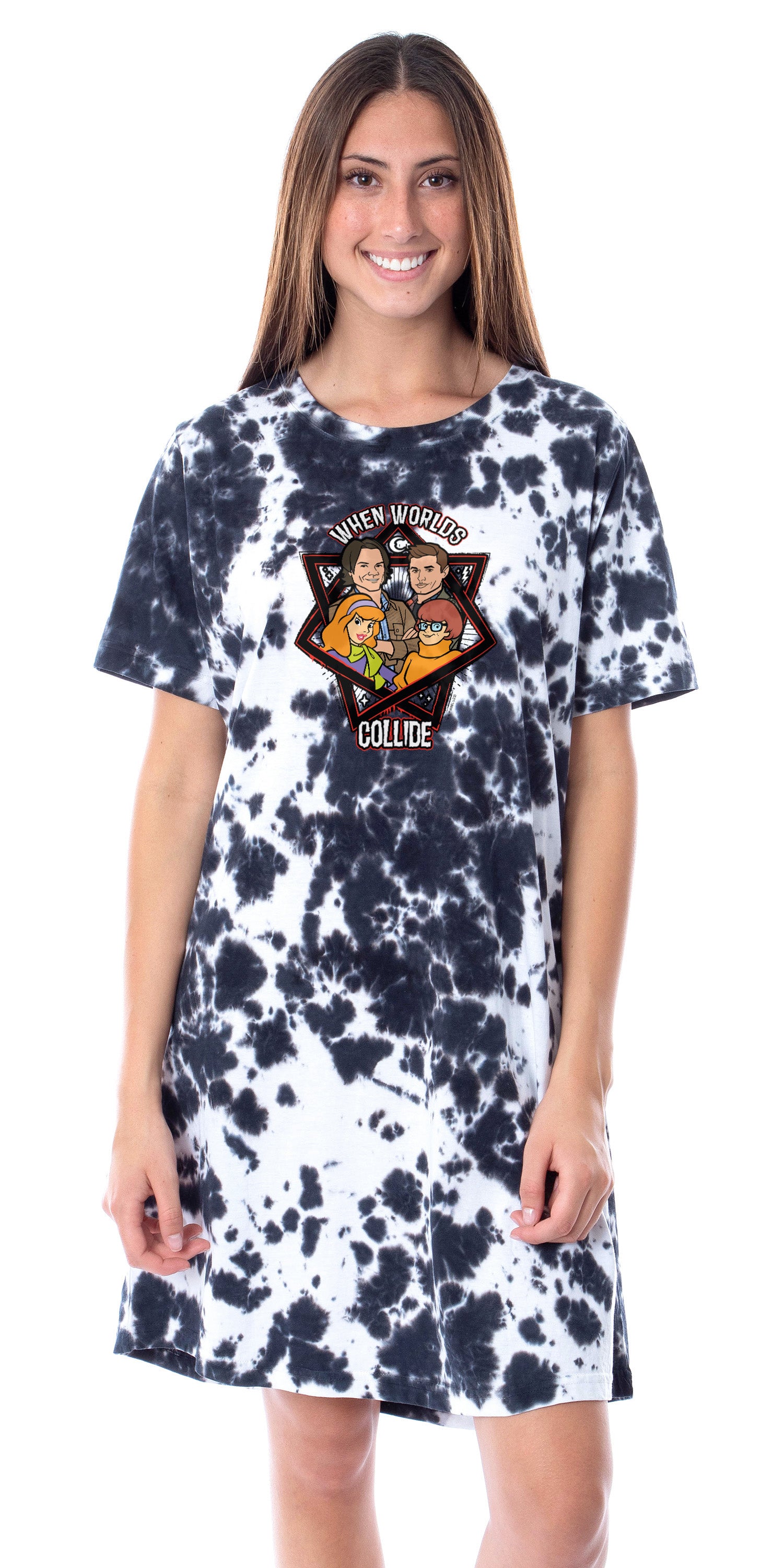 Supernatural Womens' Scoobynatural Worlds Collide Nightgown Pajama Shirt