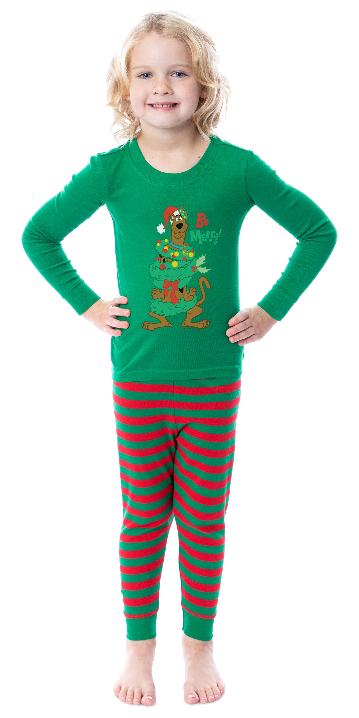 Scooby-Doo Toddler Christmas Be Merry Santa Tight Fit Sleep Pajama Set