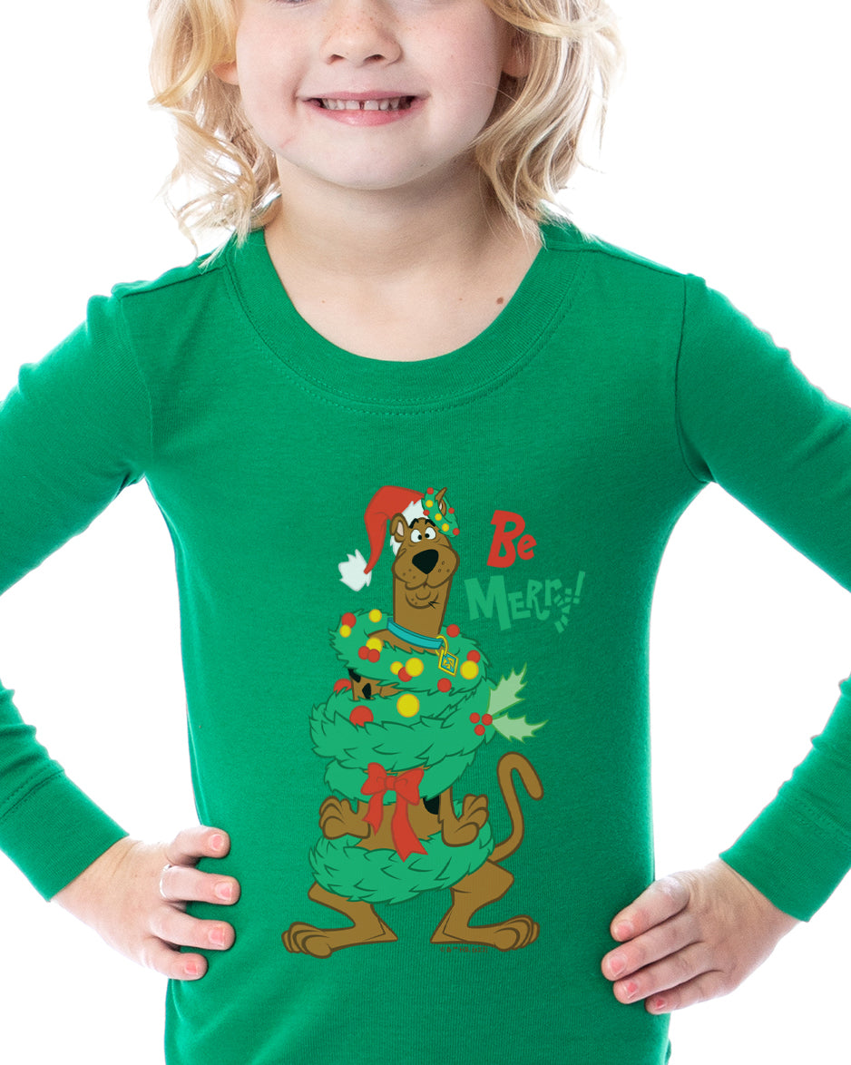 Scooby-Doo Unisex Toddler Christmas Be Merry Santa Tight Fit Sleep Pajama Set