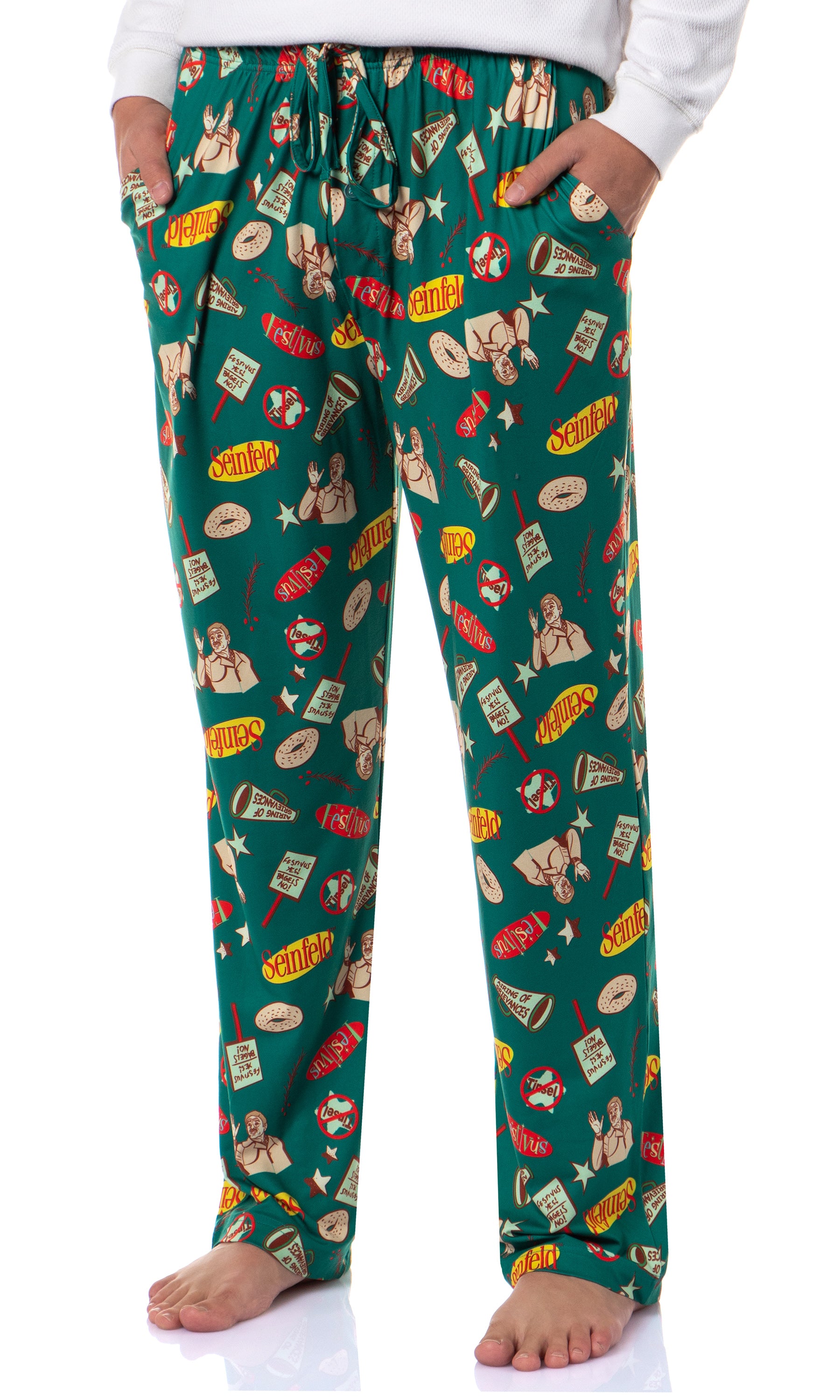 Seinfeld Men's Christmas Tossed Print Sleep Pajama Pants For Adults