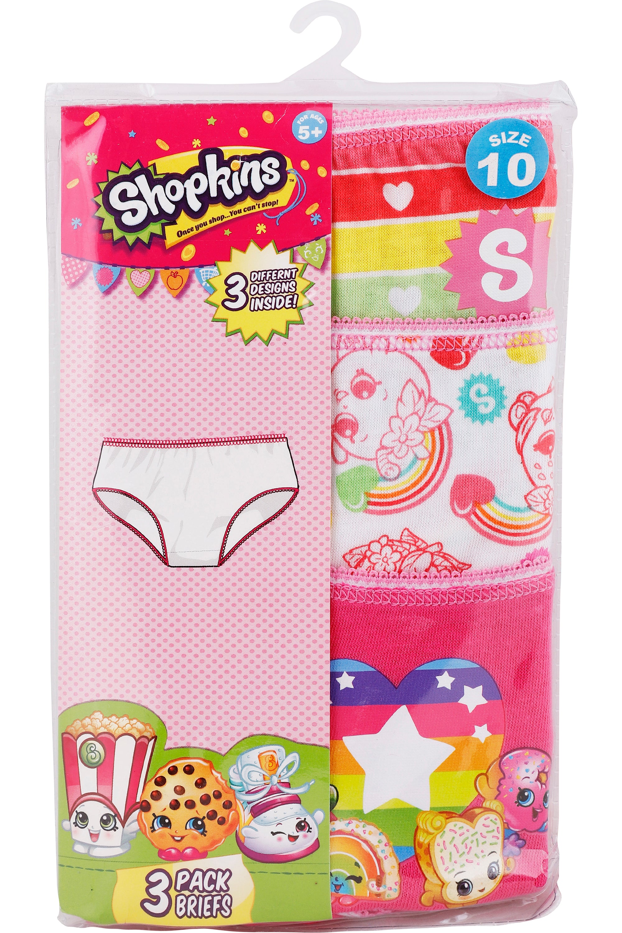 Shopkins Girls Underwear Rainbow Panties 3 Pack Briefs