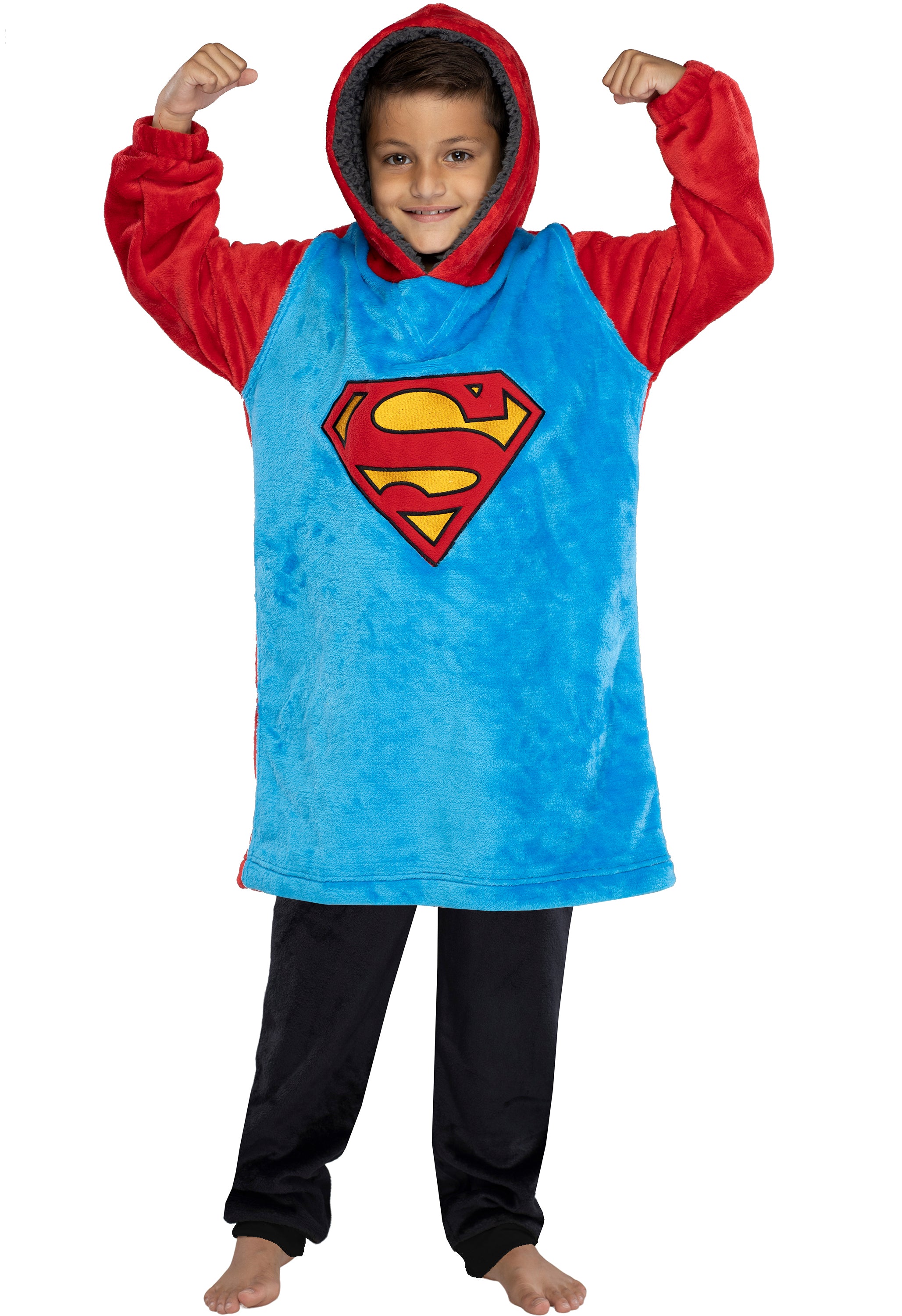 DC Comics Justice League Kids Superhero Oversized faux-shearling Sweatshirt Lounge Hoodie