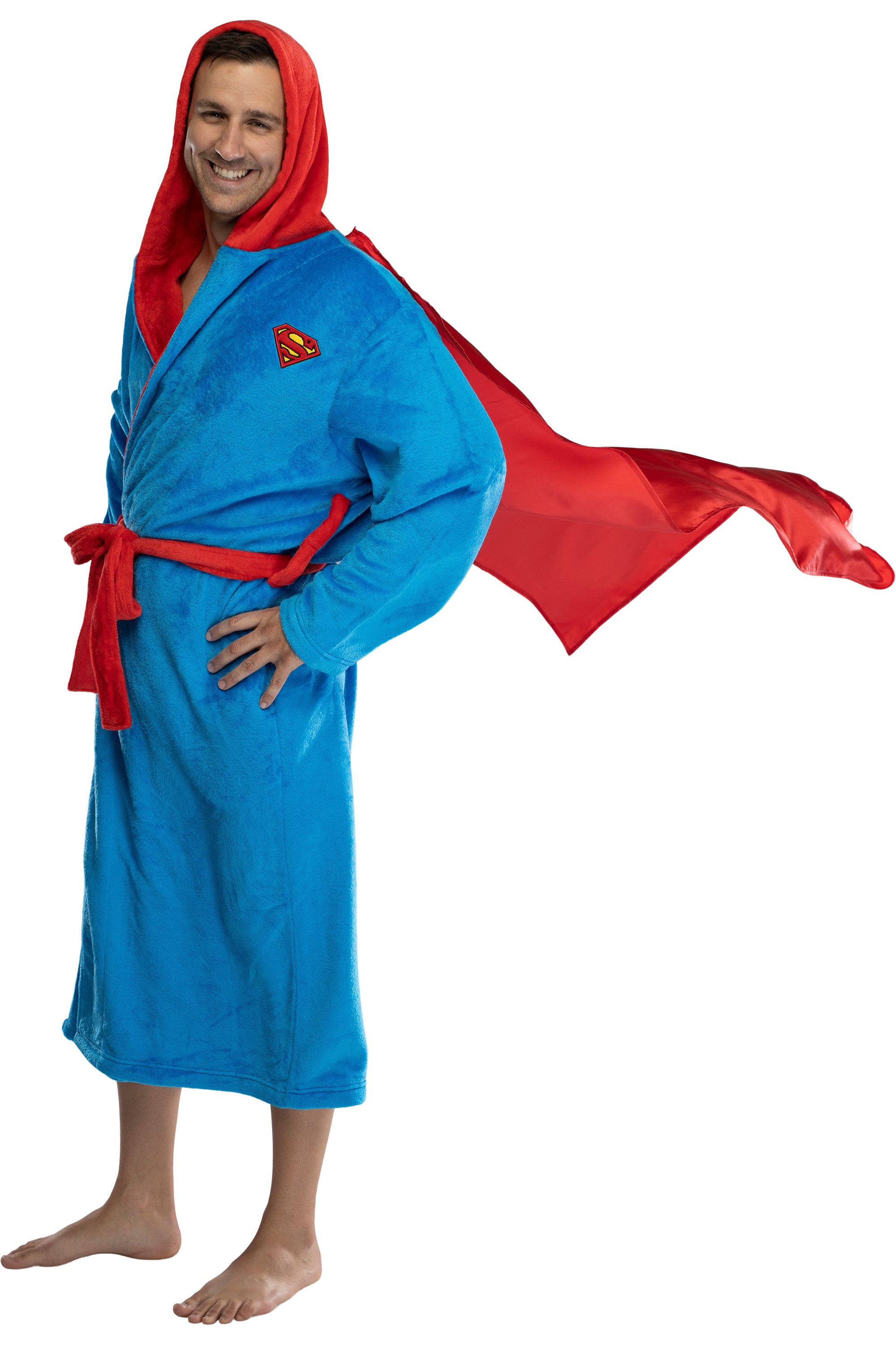 DC Comics Men's Fleece Hooded Costume Robe Pajama Lounge