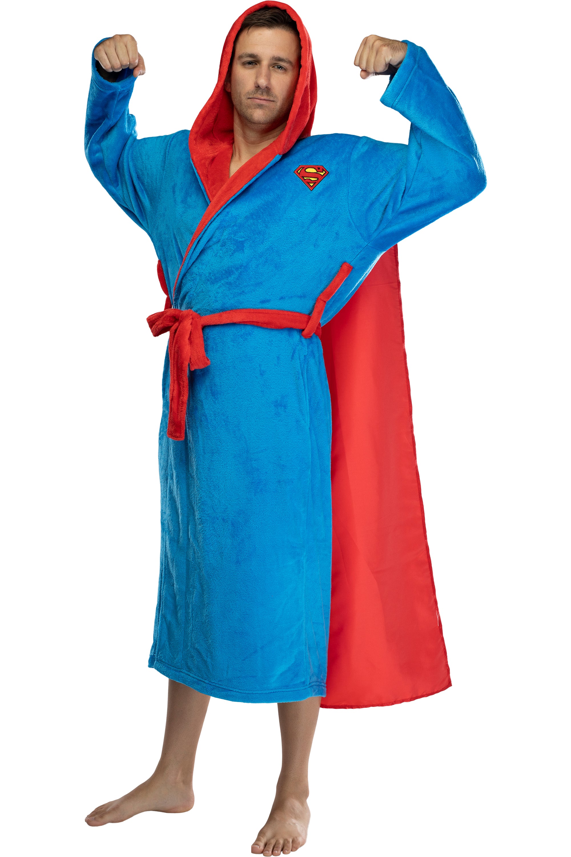 DC Comics Men's Fleece Hooded Costume Robe Pajama Lounge
