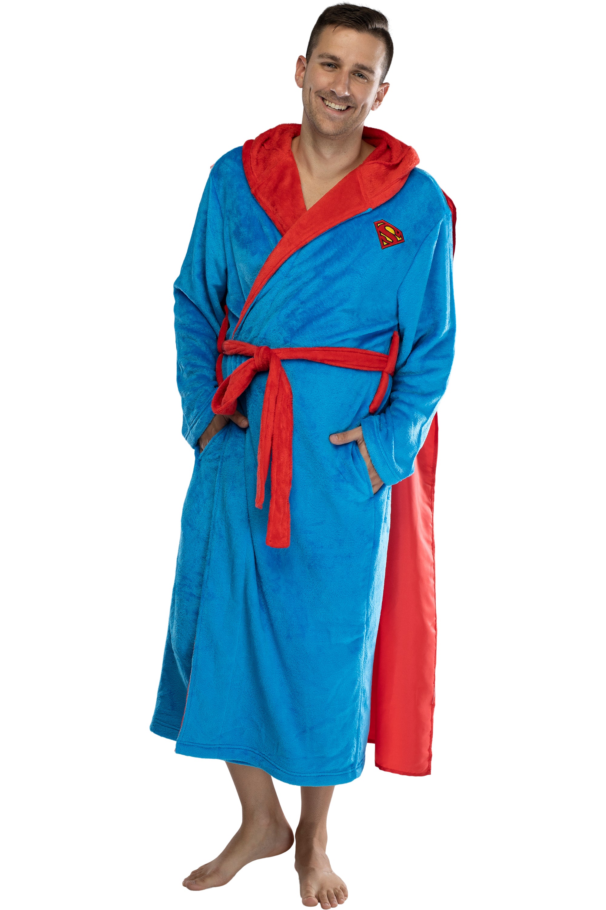 DC Comics Men's Fleece Hooded Costume Robe Pajama Lounge