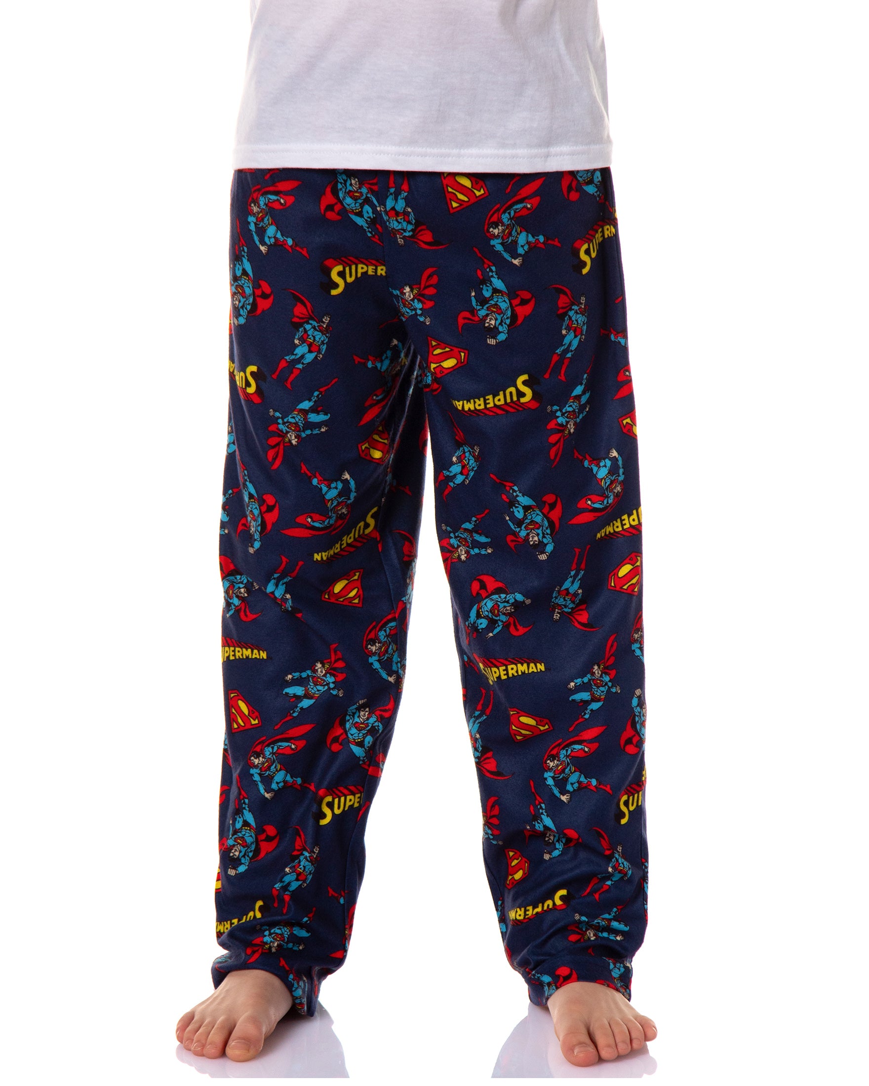 DC Comics Superman Pajama Pants Boys' Allover Flying Stance Logo Design