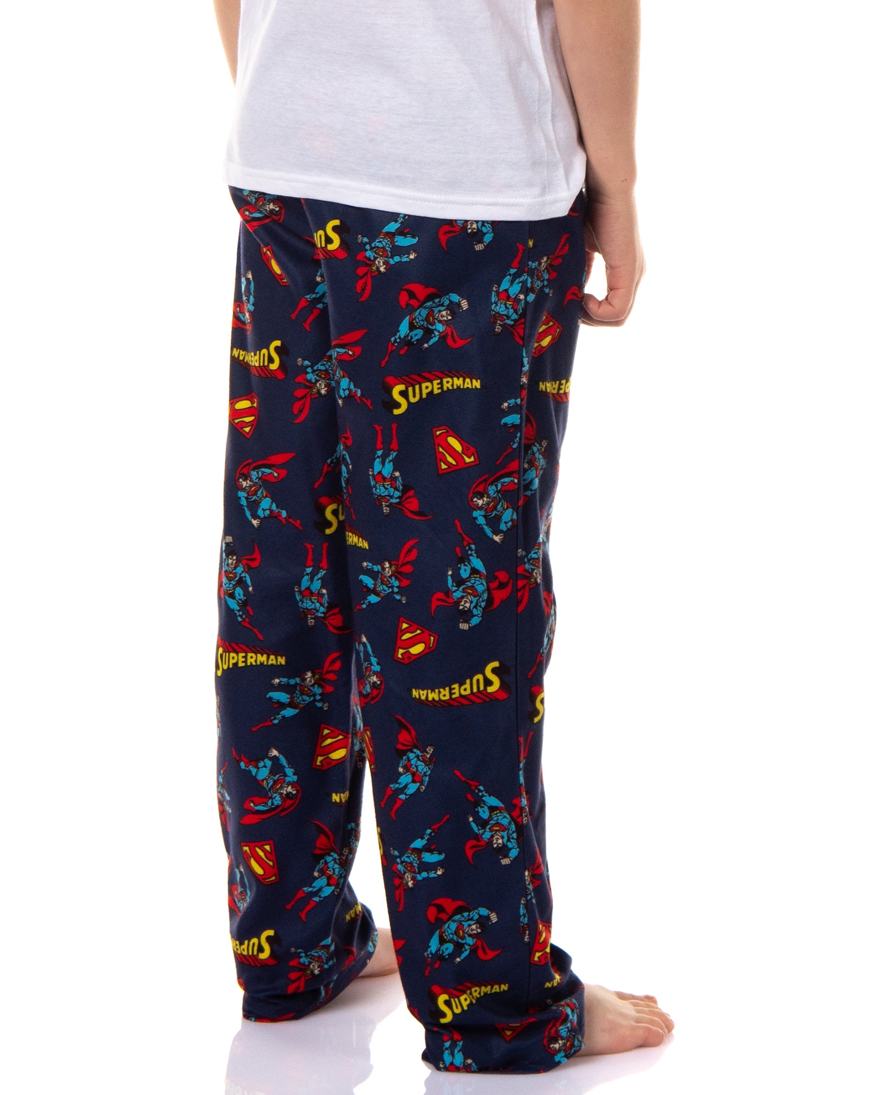DC Comics Superman Pajama Pants Boys' Allover Flying Stance Logo Design