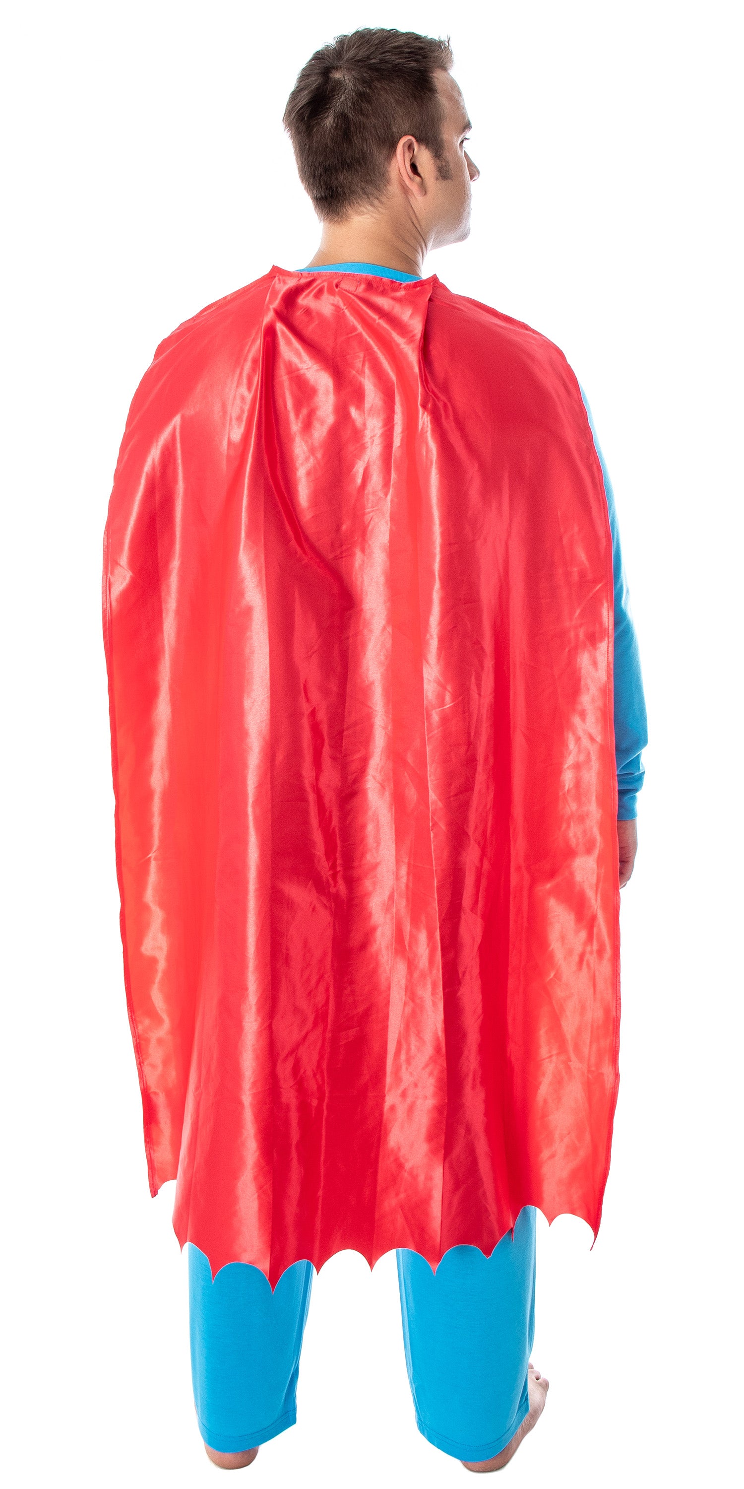 DC Comics Men's Superman Costume Raglan Shirt And Pants Pajama Set with Cape