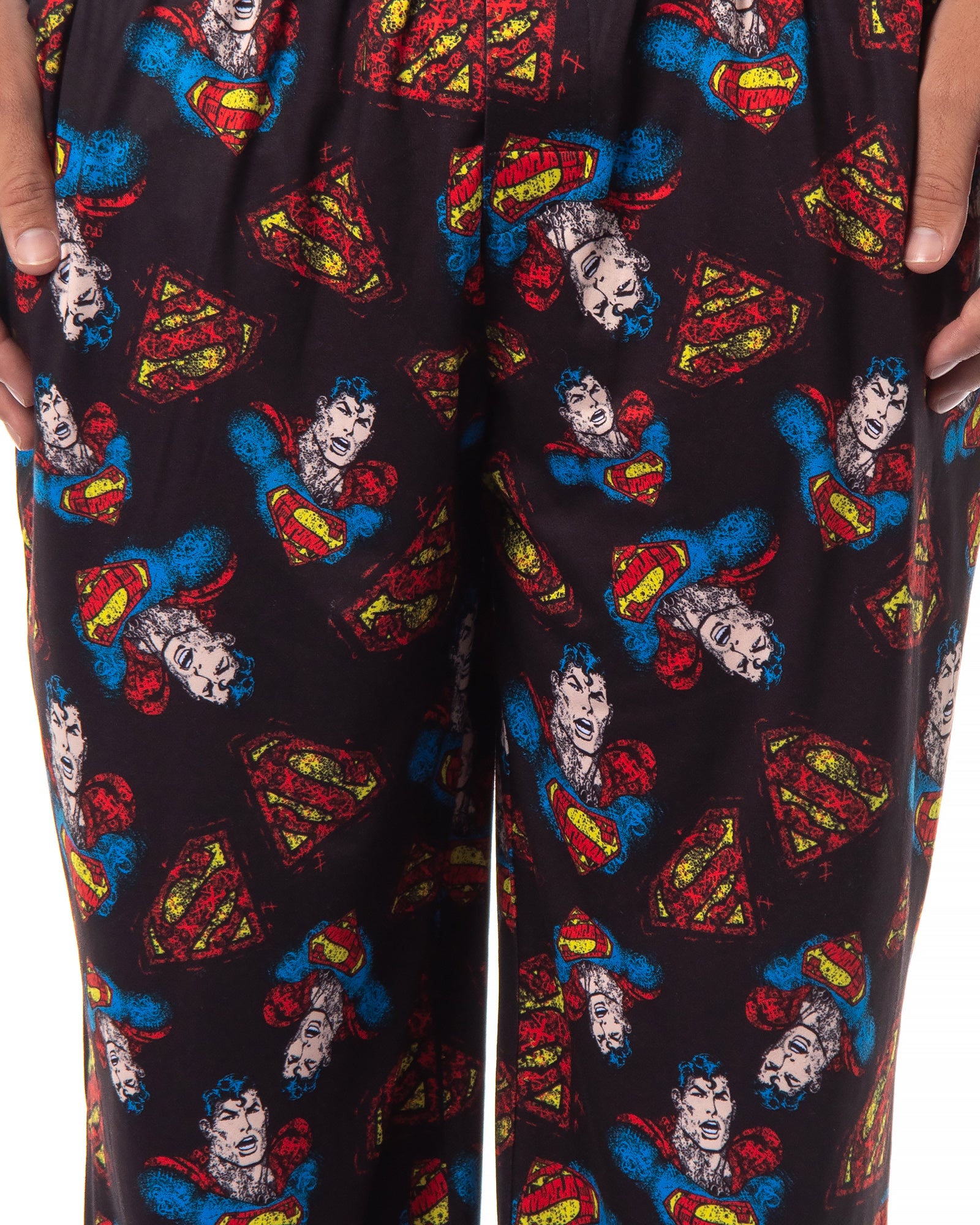DC Comics Mens' Distressed Classic Superman All Over Pajama Sleep Pants