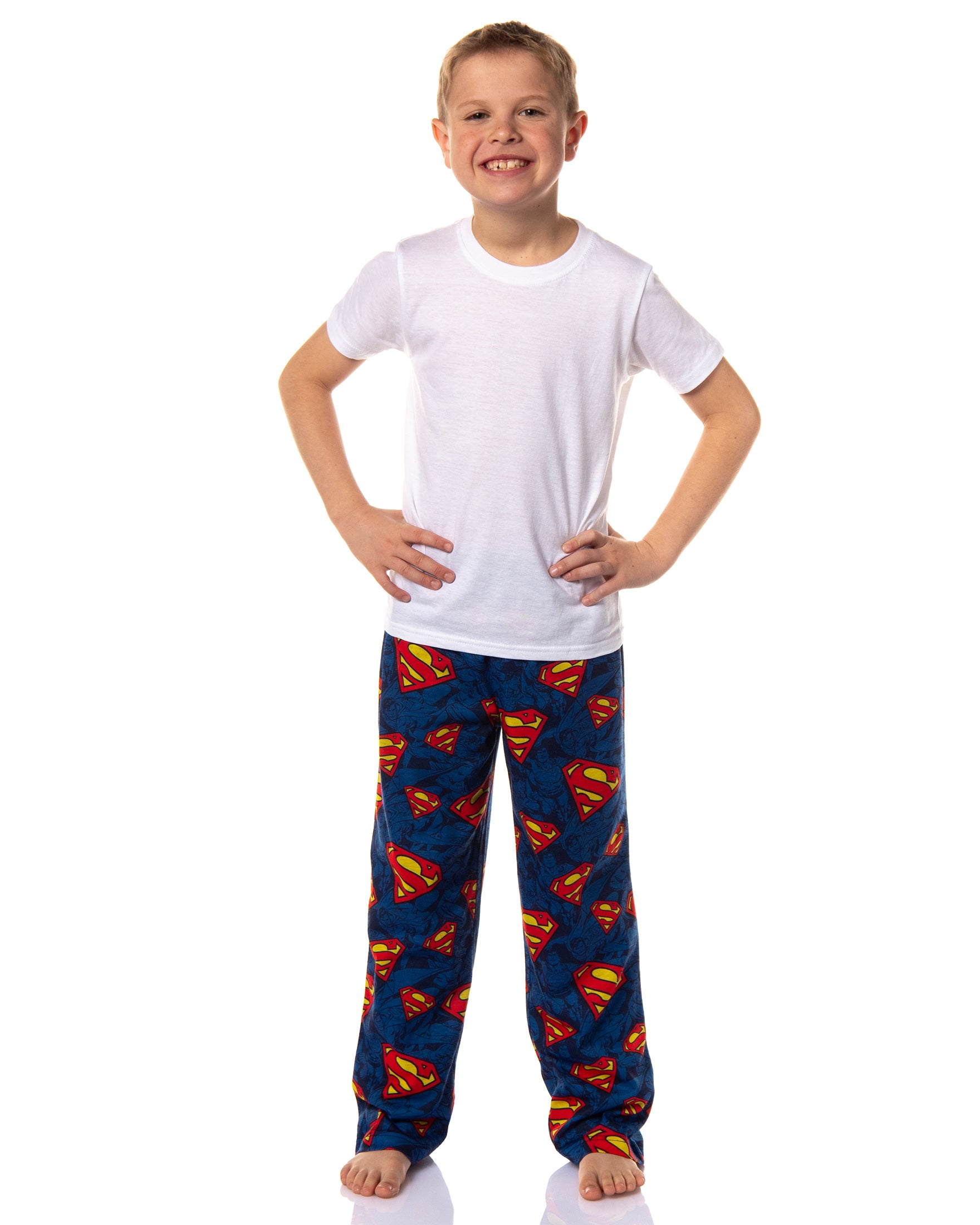 DC Comics Superman Pajama Pants Boys' All-Over Logo Shield Design