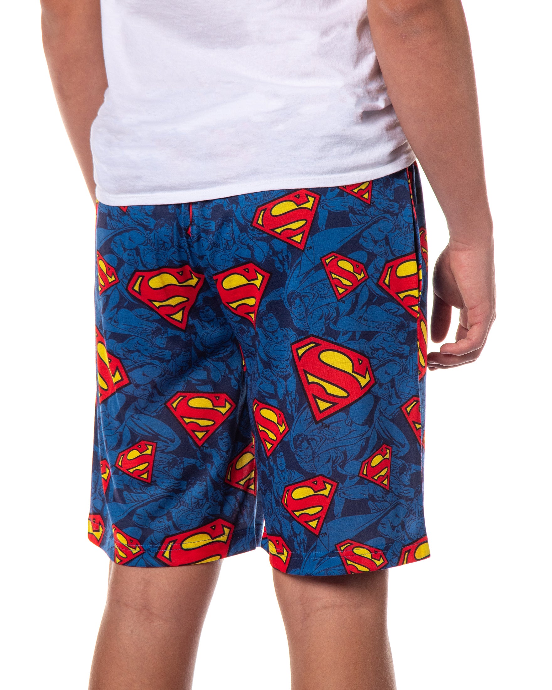 DC Comics Superman Pajamas Men's S Logo All Over Print Lounge PJ Shorts