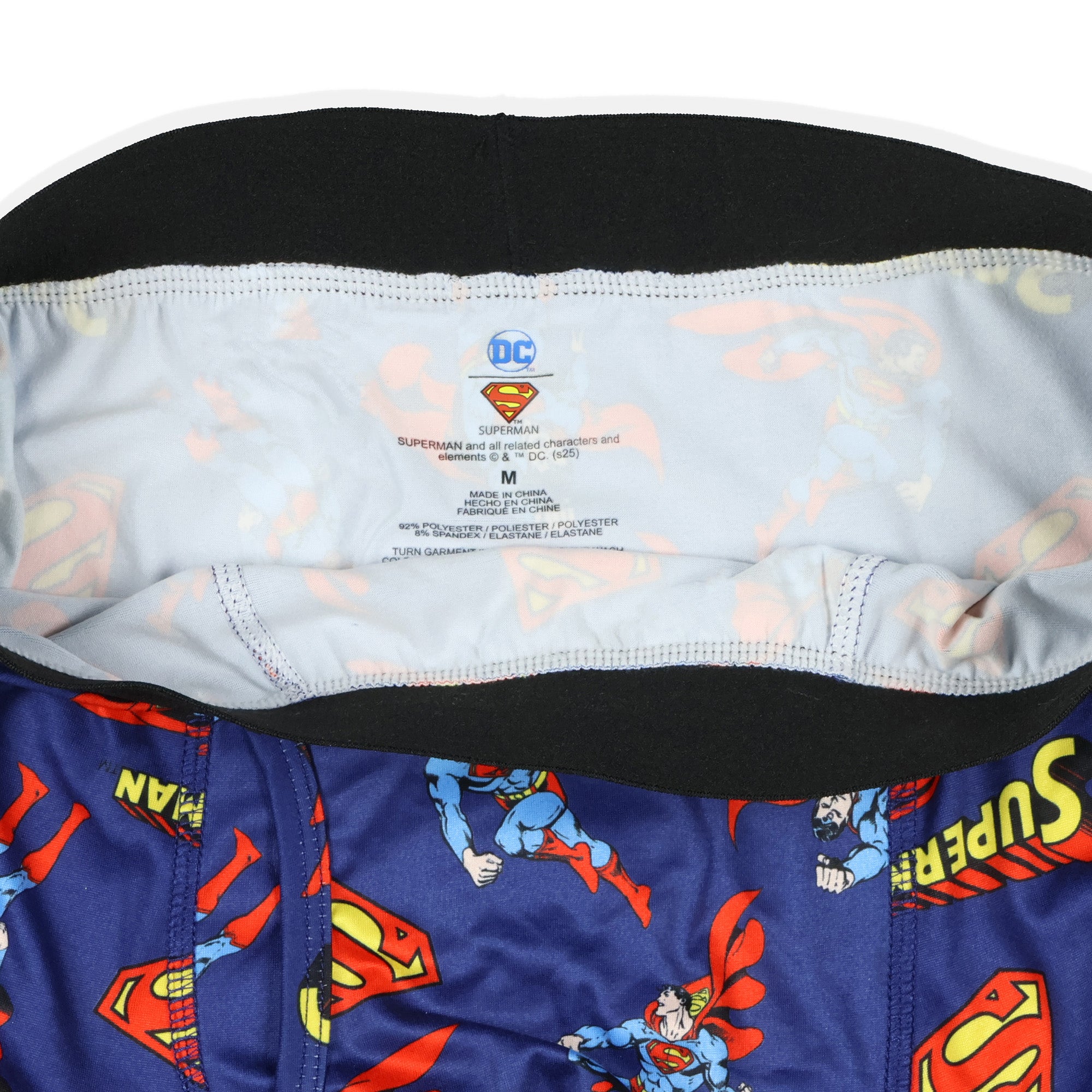 DC Comics Superman Boxer Briefs Mens Logo All Over Print Snug Fit Underwear