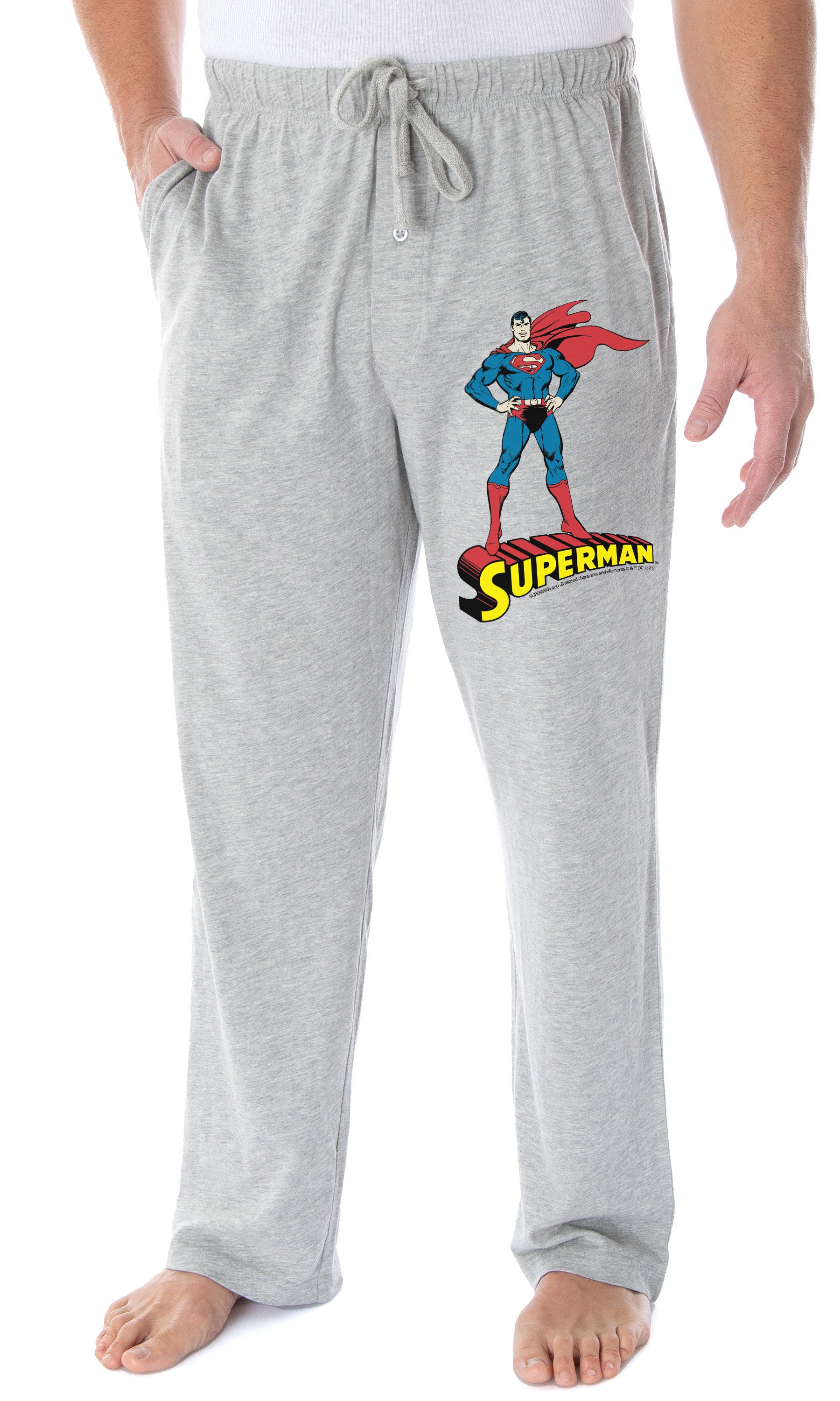 DC Comics Men's Vintage Superman Character And Logo Loungewear Pajama Pants