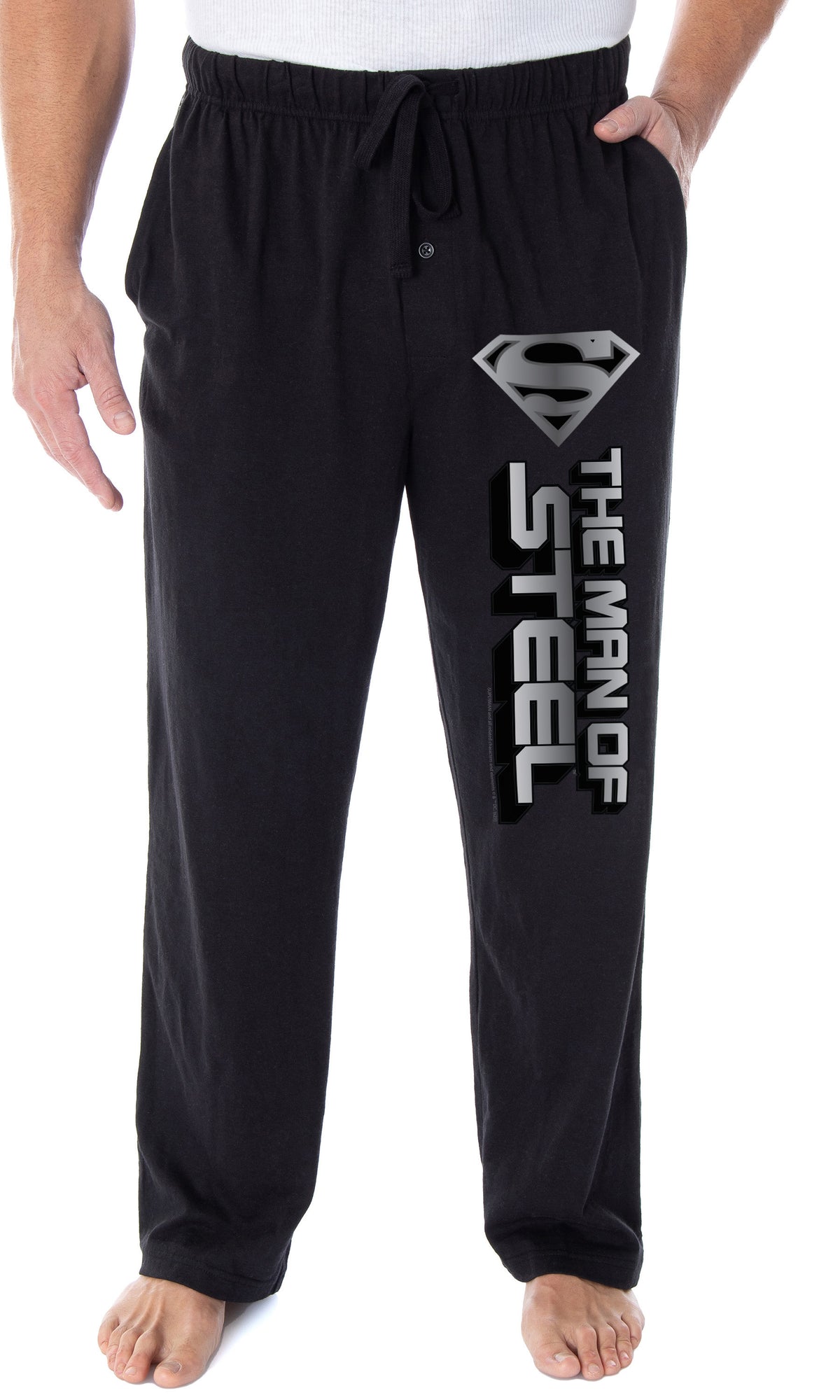 DC Comics Men's Superman The Man Of Steel Script Logo Superhero Loungewear Pajama Pants