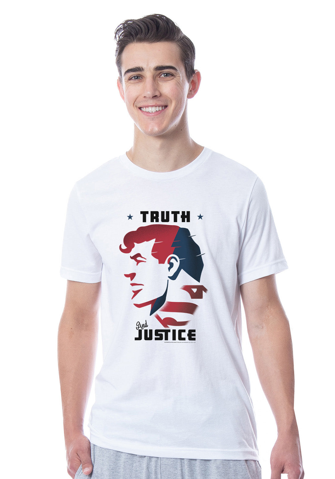 DC Mens' Superman Silhouette Truth Justice Sleep Pajama Set Shirt Pant