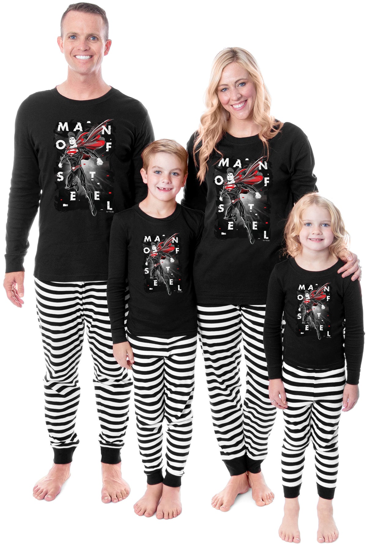 DC Comics Superman Man Of Steel Superhero Tight Fit Cotton Matching Family Pajama Set