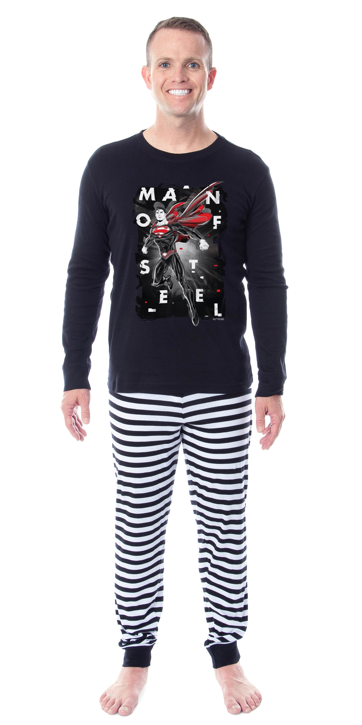 DC Comics Superman Man Of Steel Tight Fit Cotton 2 Piece Pajama Set