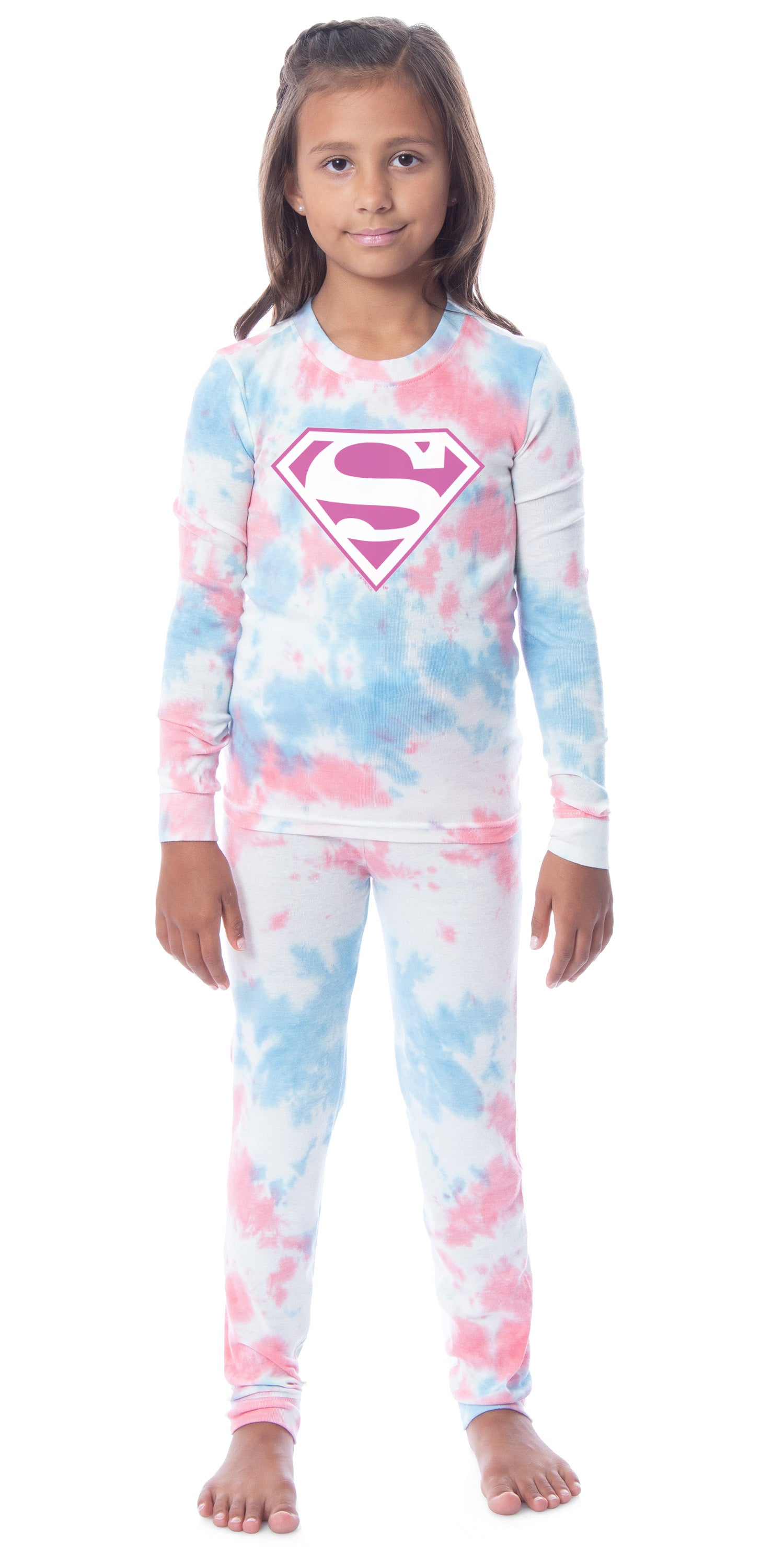 DC Comics Kids' Superman Girls Boys 2 Piece Tight Fit Youth Pajama Set
