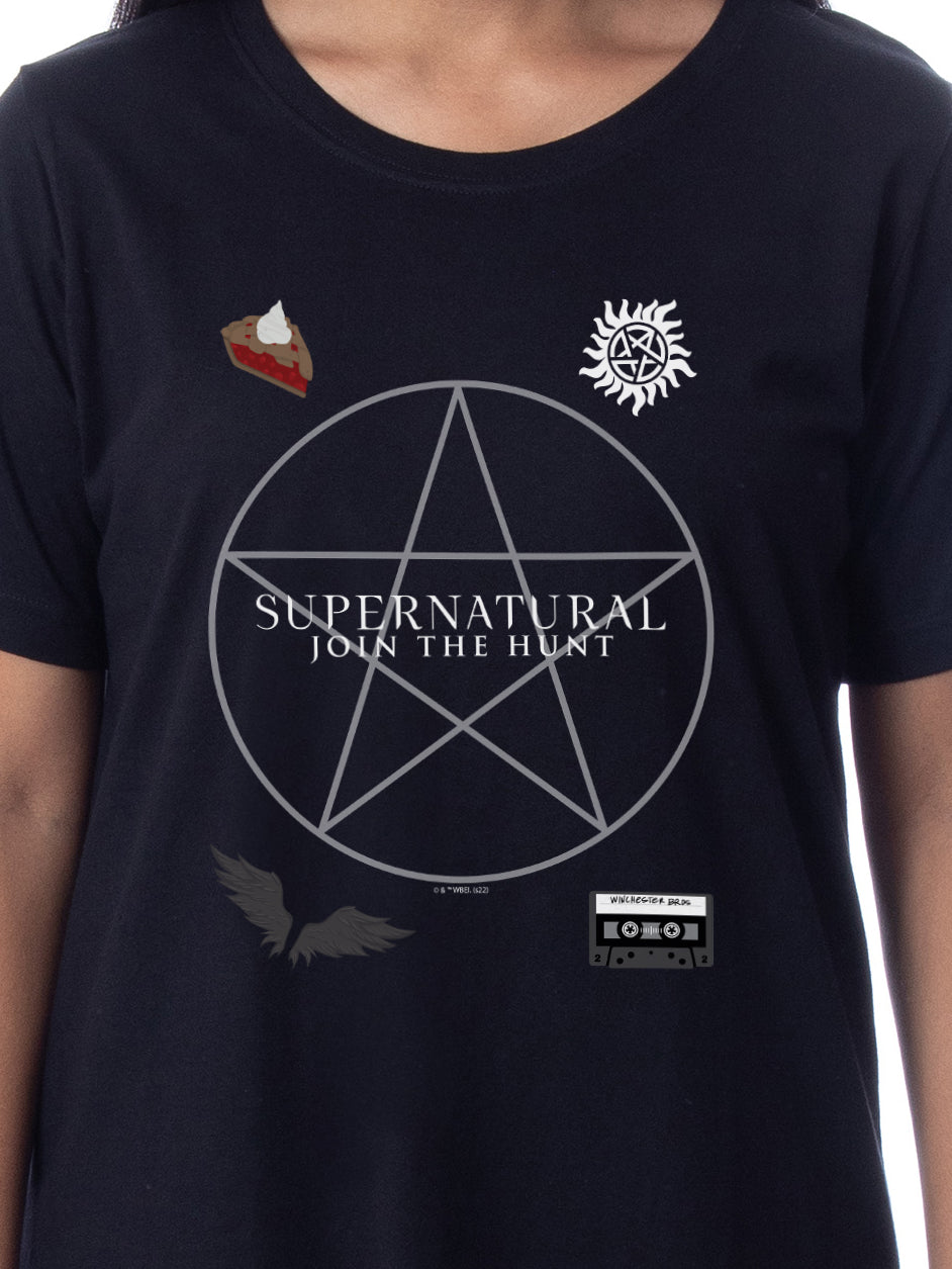 Supernatural Womens' Join The Hunt Pentagram Nightgown Sleep Pajama Shirt