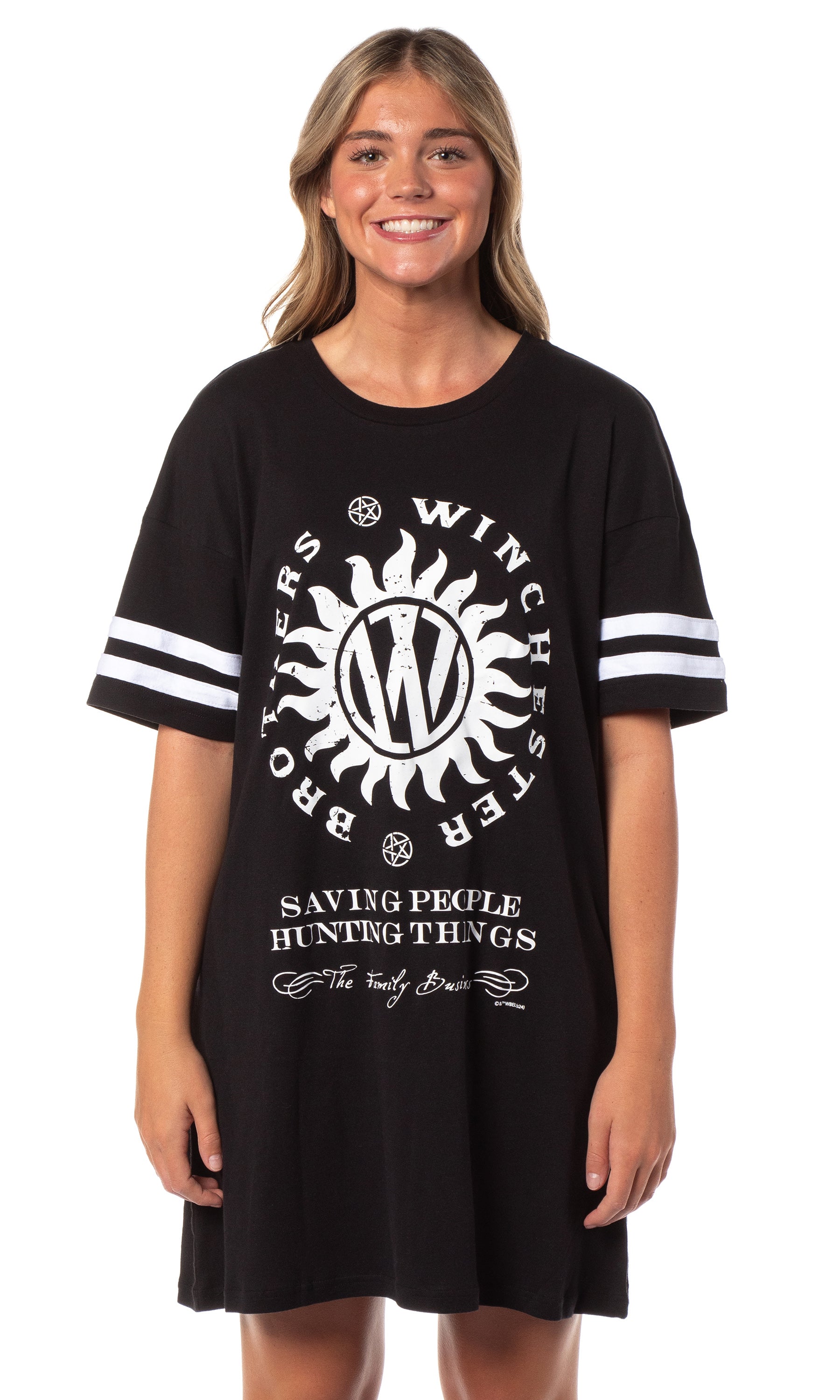 Supernatural Women's Winchester Brothers Nightgown Pajama Shirt Dress