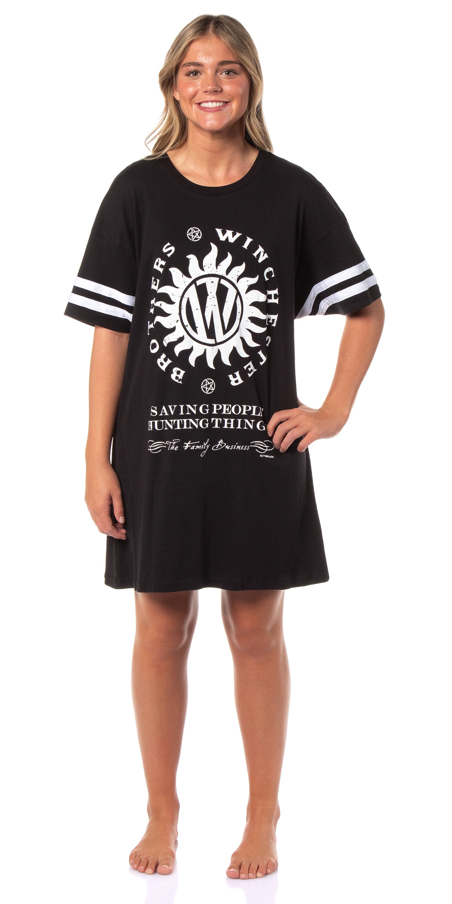 Supernatural Women's Winchester Brothers Nightgown Pajama Shirt Dress