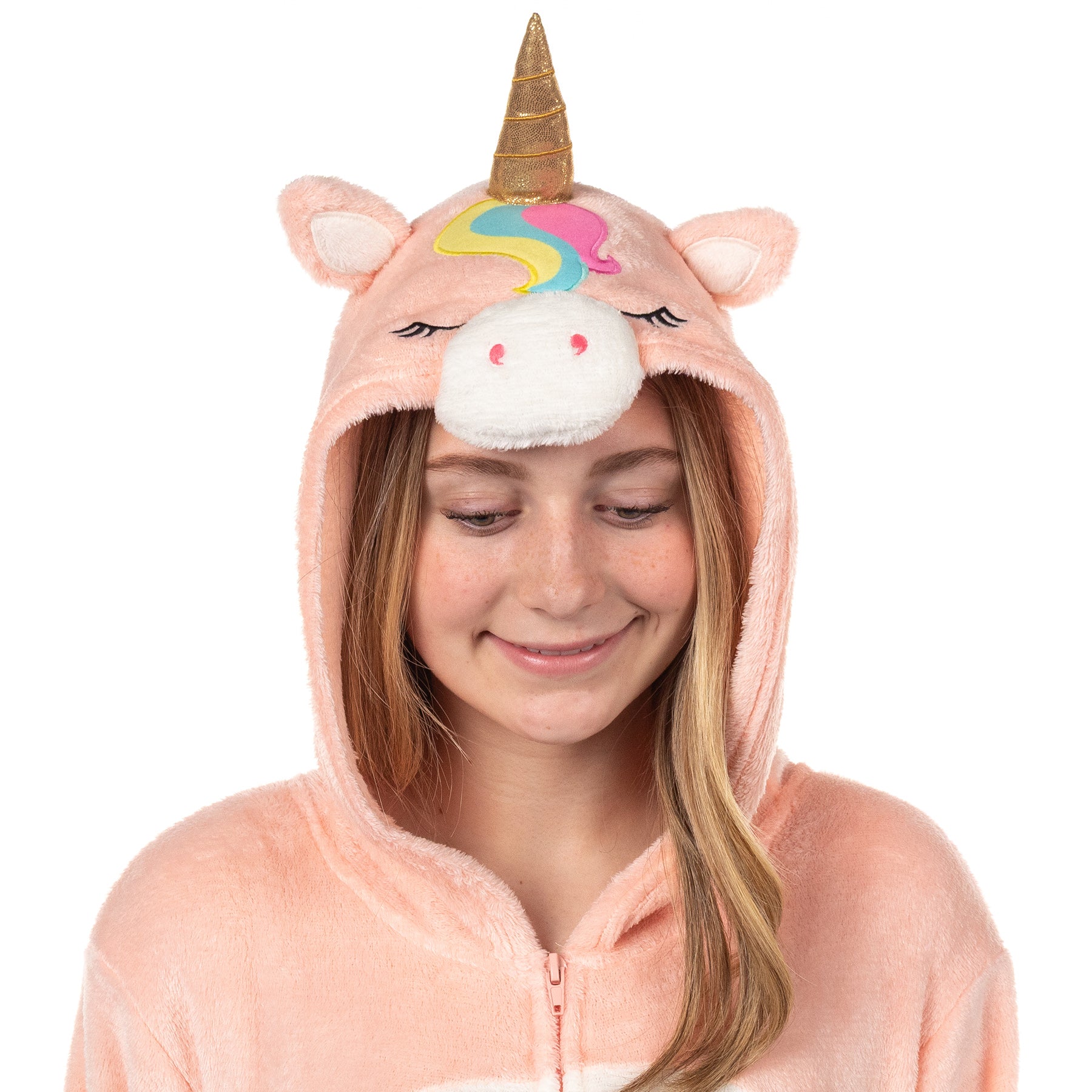 Squishmallows Union Suit Girls' Kigurumi One Piece Pajamas (Unicorn, 10/12)