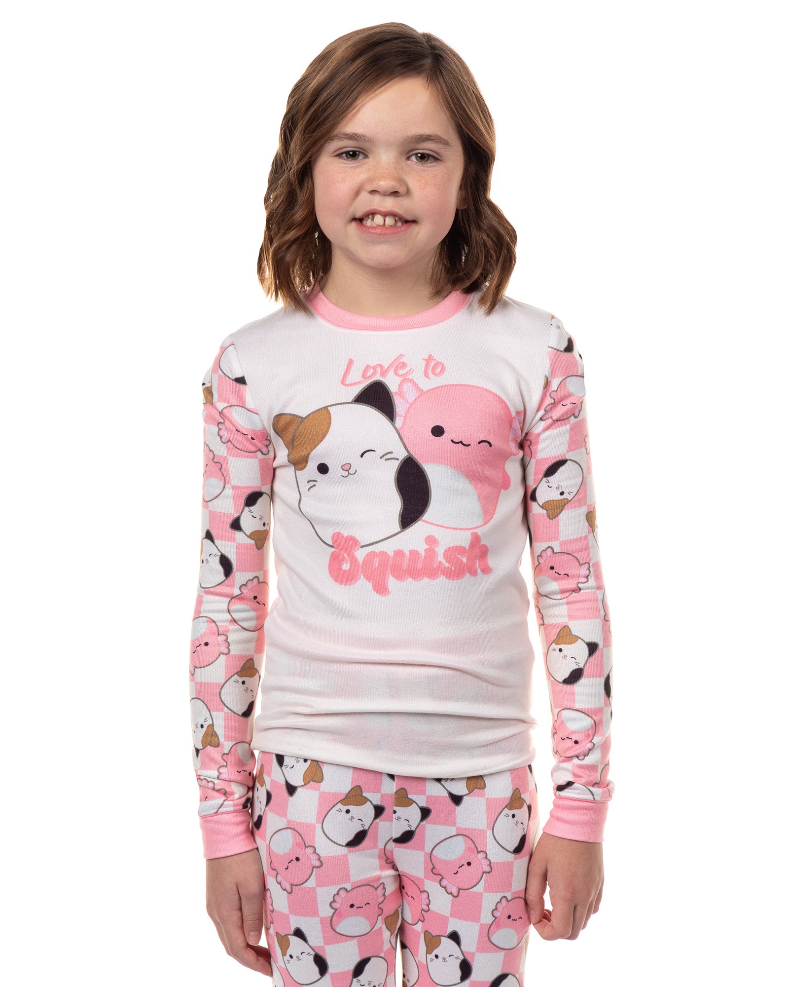 Squishmallows Girls' Love to Squish 2-Piece Tight Fit Pajama Set (12)