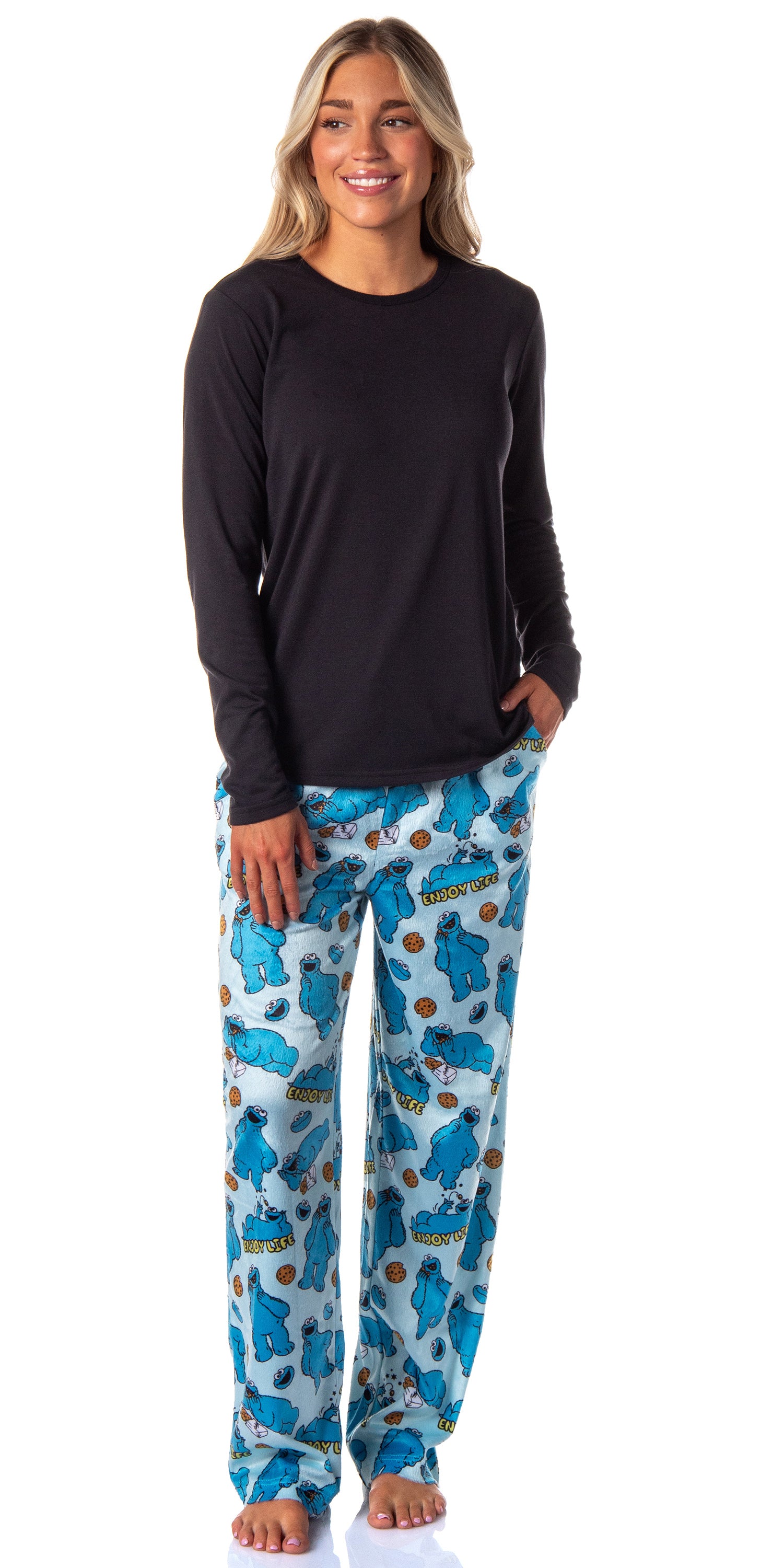 Sesame Street Women's Cookie Monster Tossed Print Sleep Pajama Pants