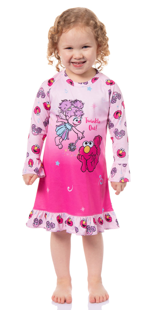 Sesame Street Girls' Twinkle Out Elmo Abby Cadabby Sleep Pajama Dress Nightgown