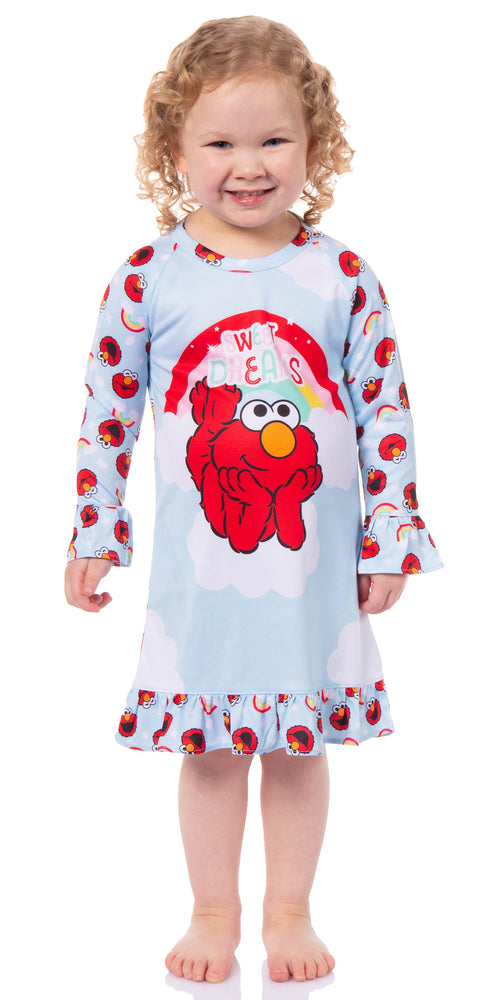 Sesame Street Girls' Sweet Dreams Elmo Rainbow Sleep Pajama Dress Nightgown