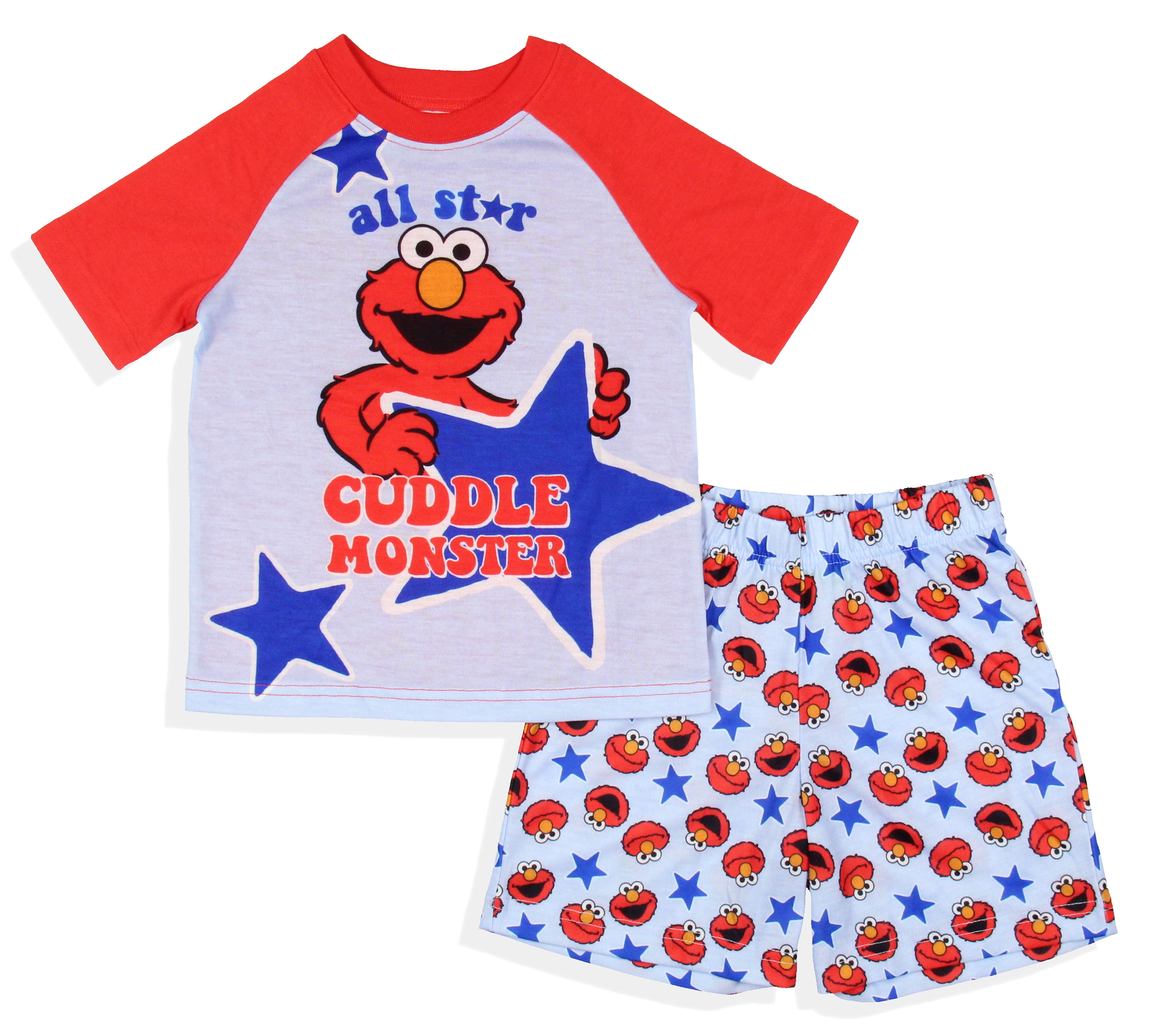Sesame Street Toddler Boys' Elmo All Star Cuddle Monster Pajama Set Short