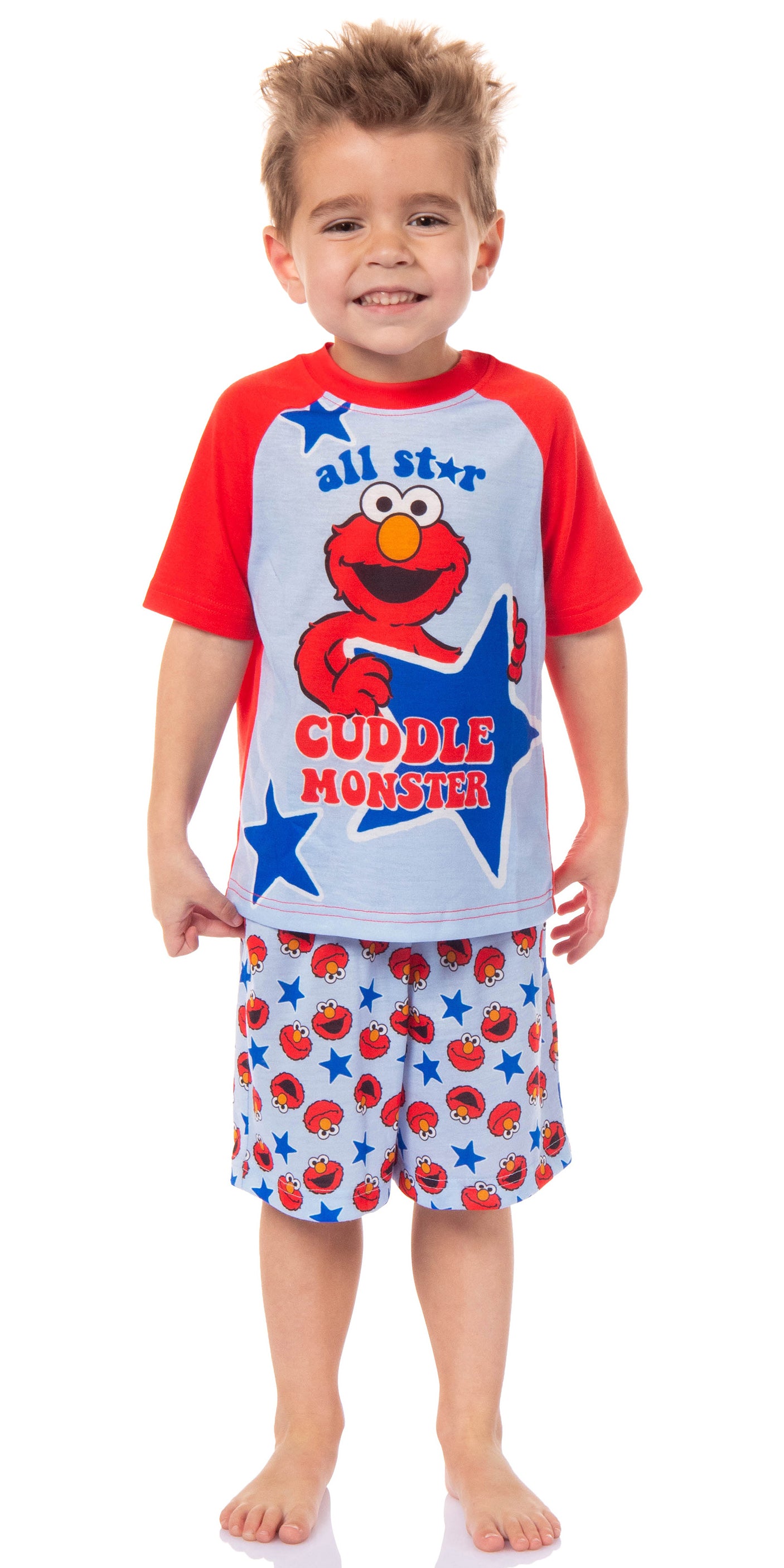 Sesame Street Toddler Boys' Elmo All Star Cuddle Monster Pajama Set Short