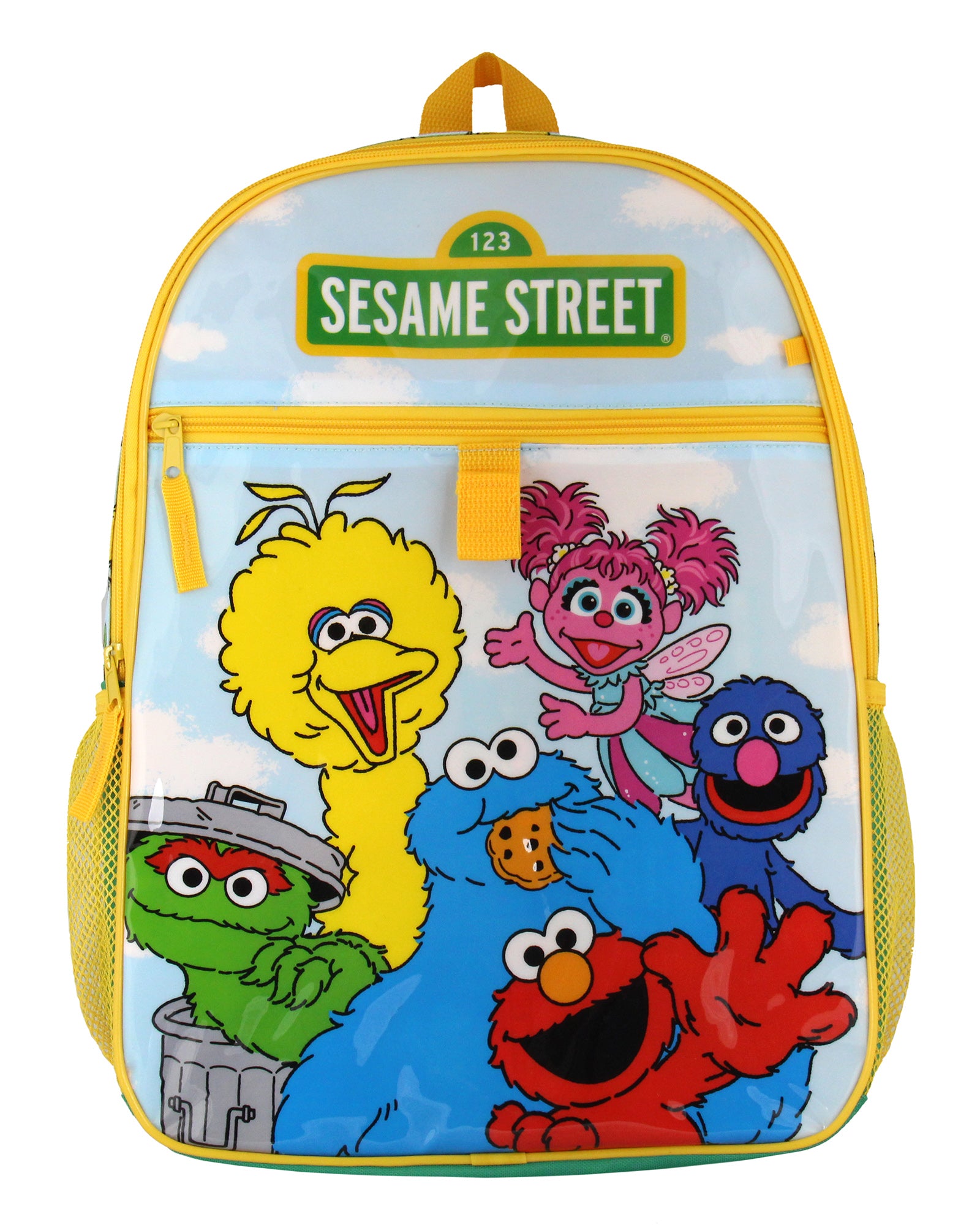 Sesame Street 5 PC Backpack Lunch Box Pencil Pouch Waterbottle Stickers 16"