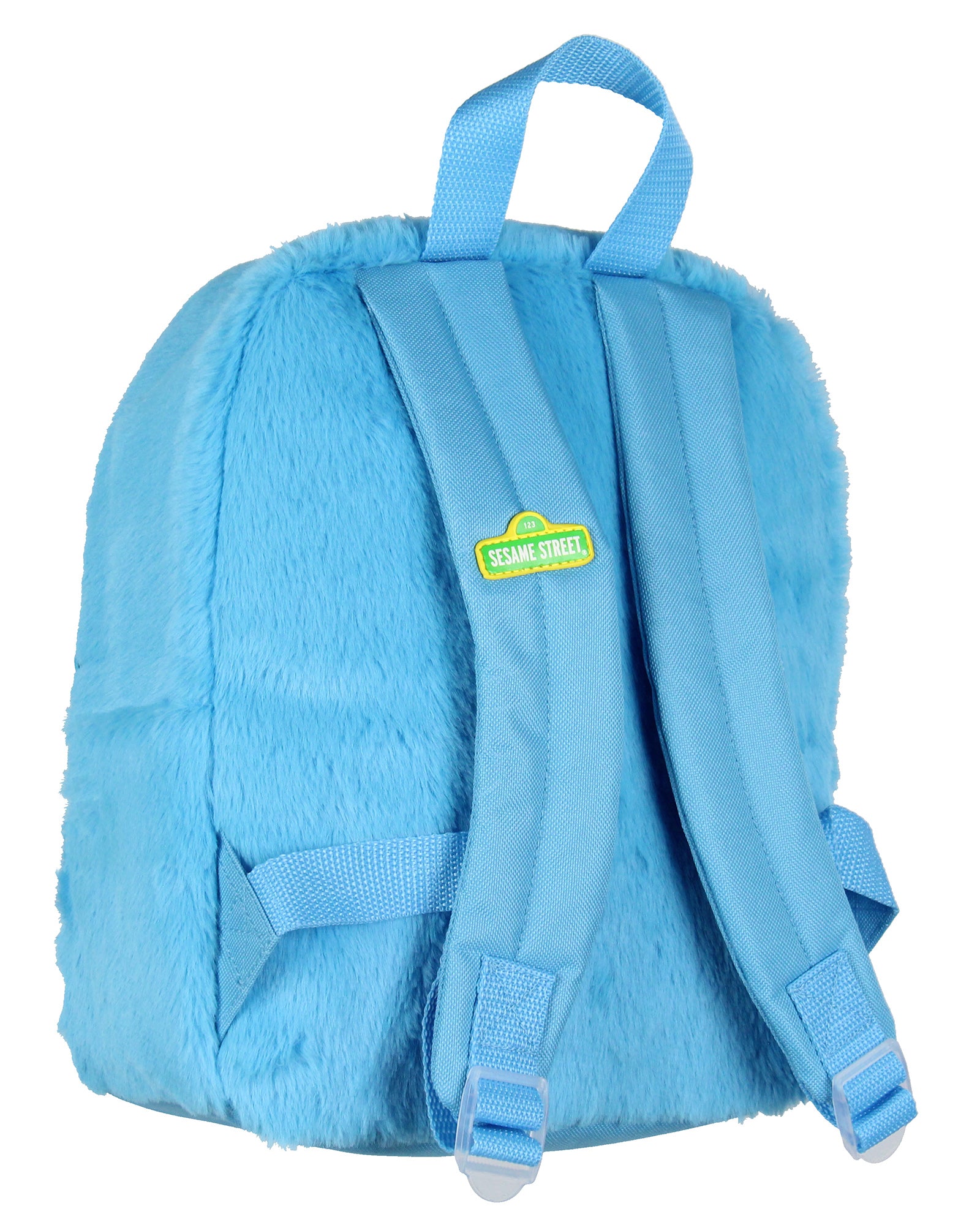 Sesame Street Plush Cookie Monster Smile Face 12 Inch Backpack For Daily Use